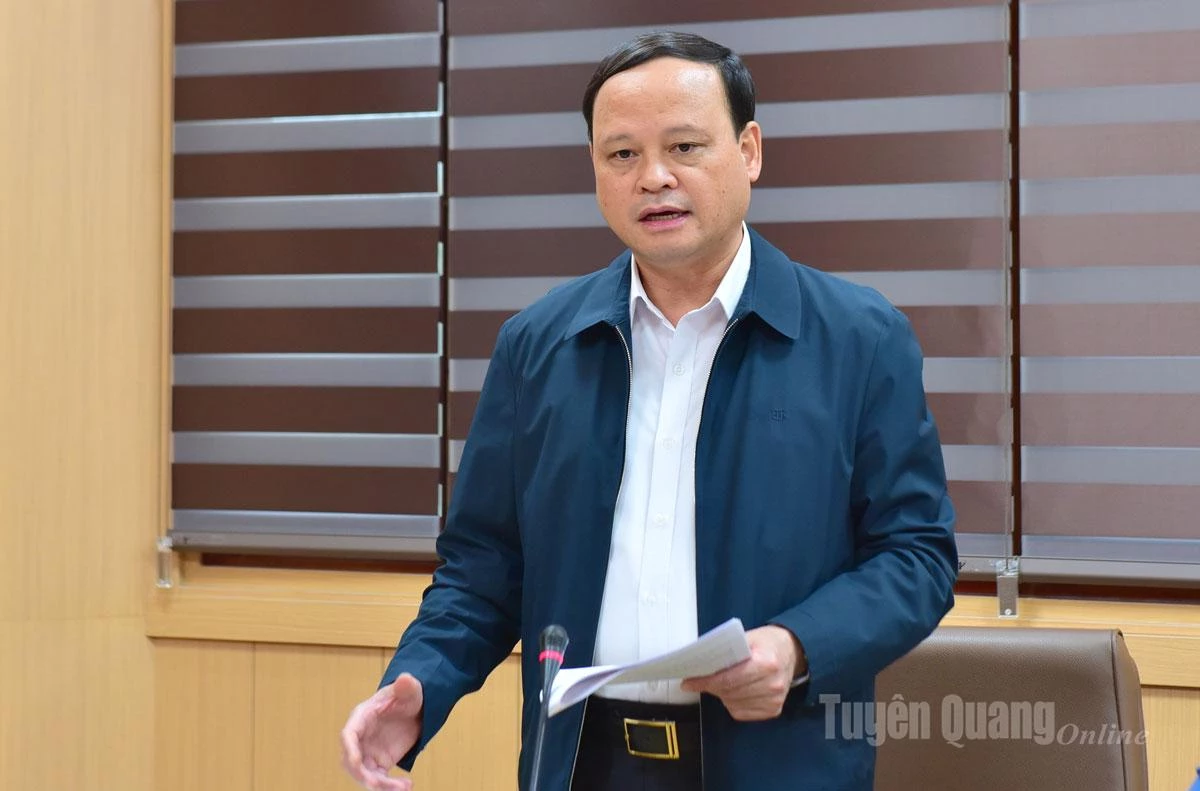 Đồng chí Nguyễn Mạnh Tuấn, Uỷ viên Ban Thường vụ Tỉnh uỷ, Phó Bí thư Đảng uỷ UBND tỉnh, Phó Chủ tịch Thường trực UBND tỉnh thảo luận, góp ý vào báo cáo kiểm điểm và tự đánh giá, xếp loại tập thể Ban Thường vụ Đảng ủy.