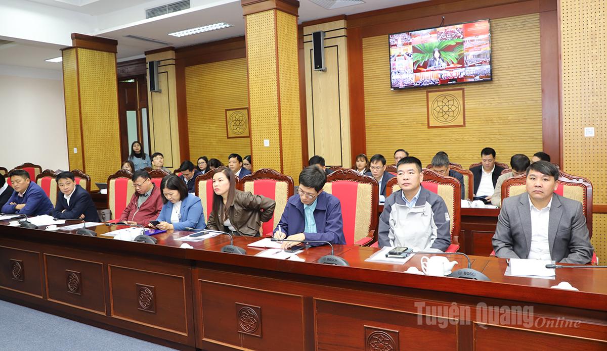 Các đại biểu dự hội nghị tại điểm cầu tỉnh Tuyên Quang.