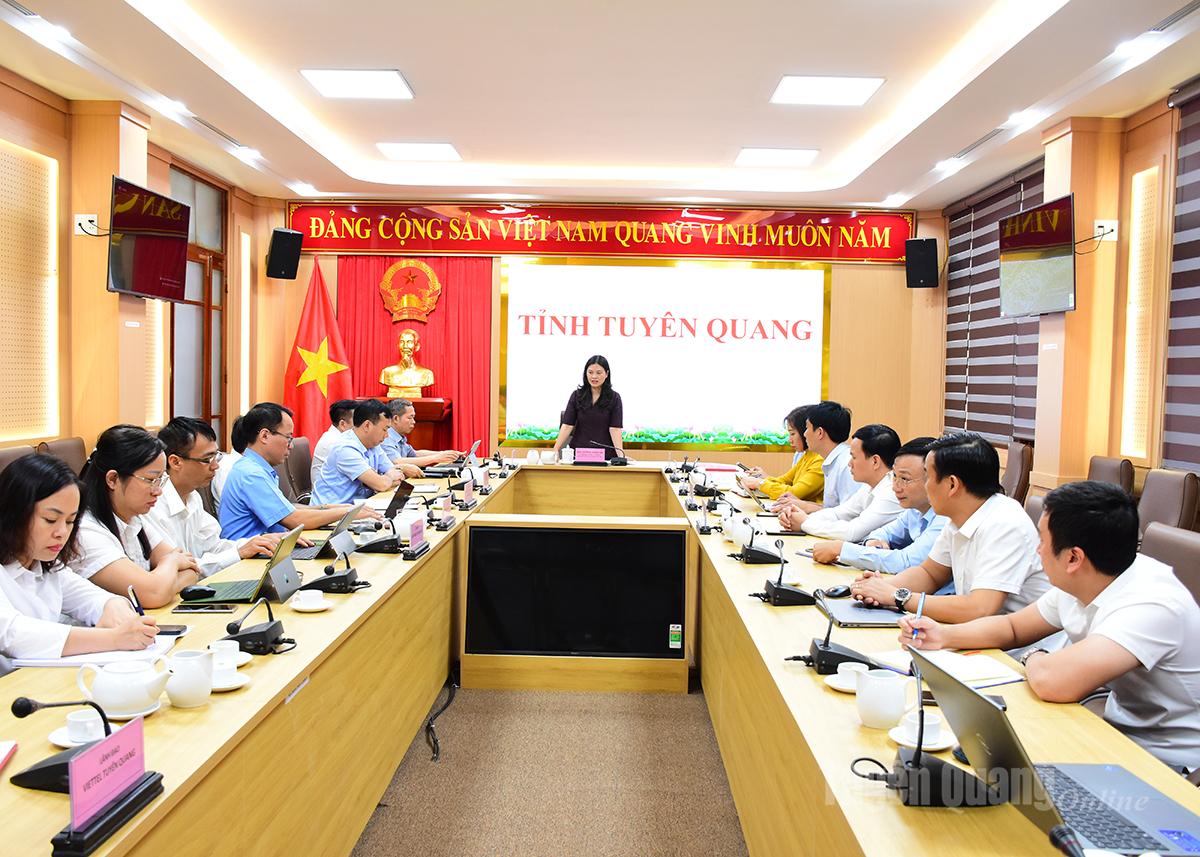 Đồng chí Vương Ngọc Hà, Ủy viên Ban Thường vụ Tỉnh uỷ, Phó Chủ tich UBND tỉnh chủ trì tại điểm cầu Tuyên Quang.