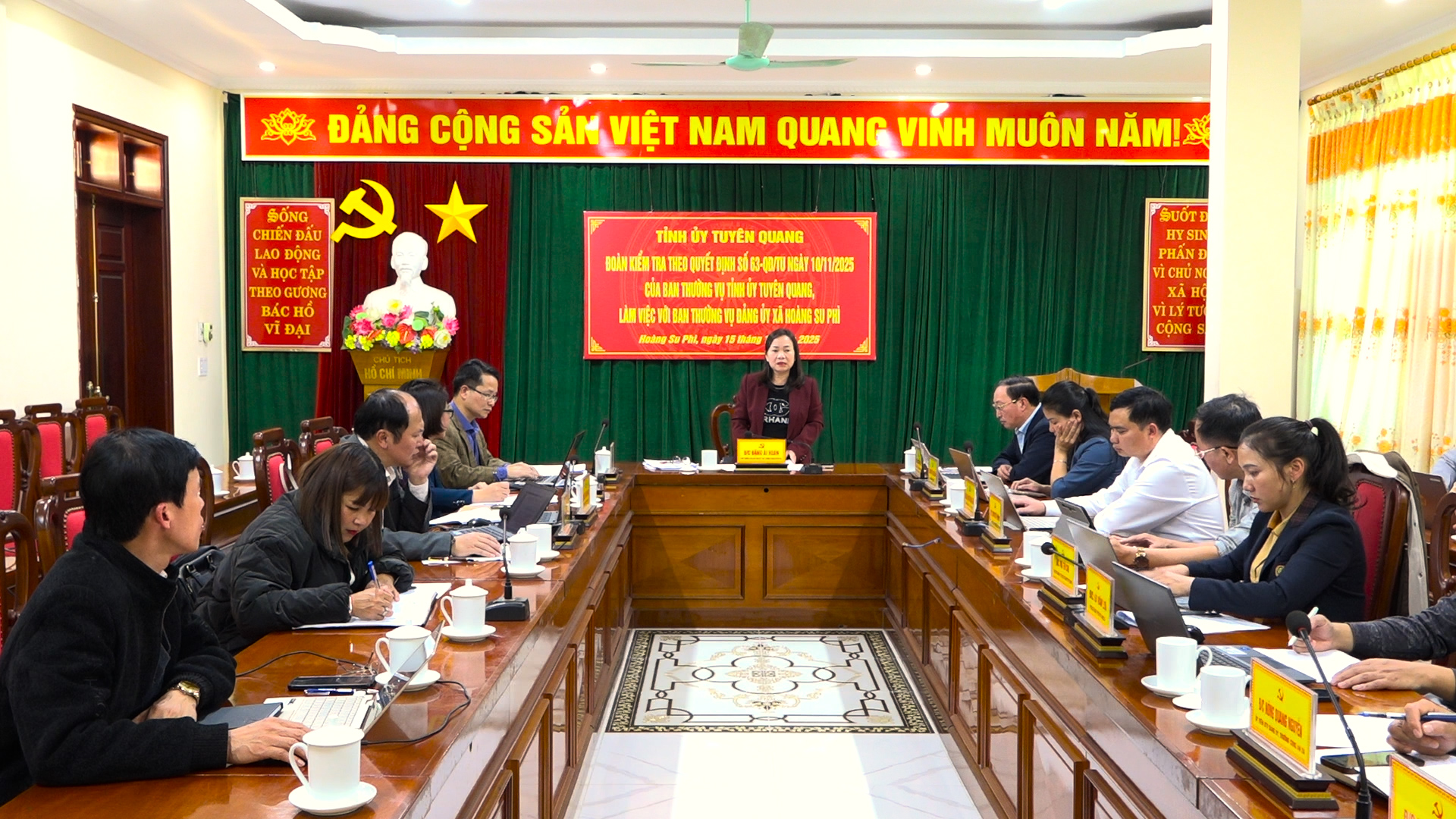 Đoàn kiểm tra của BTV Tỉnh ủy làm việc với BTV Đảng ủy xã Hoàng Su Phì