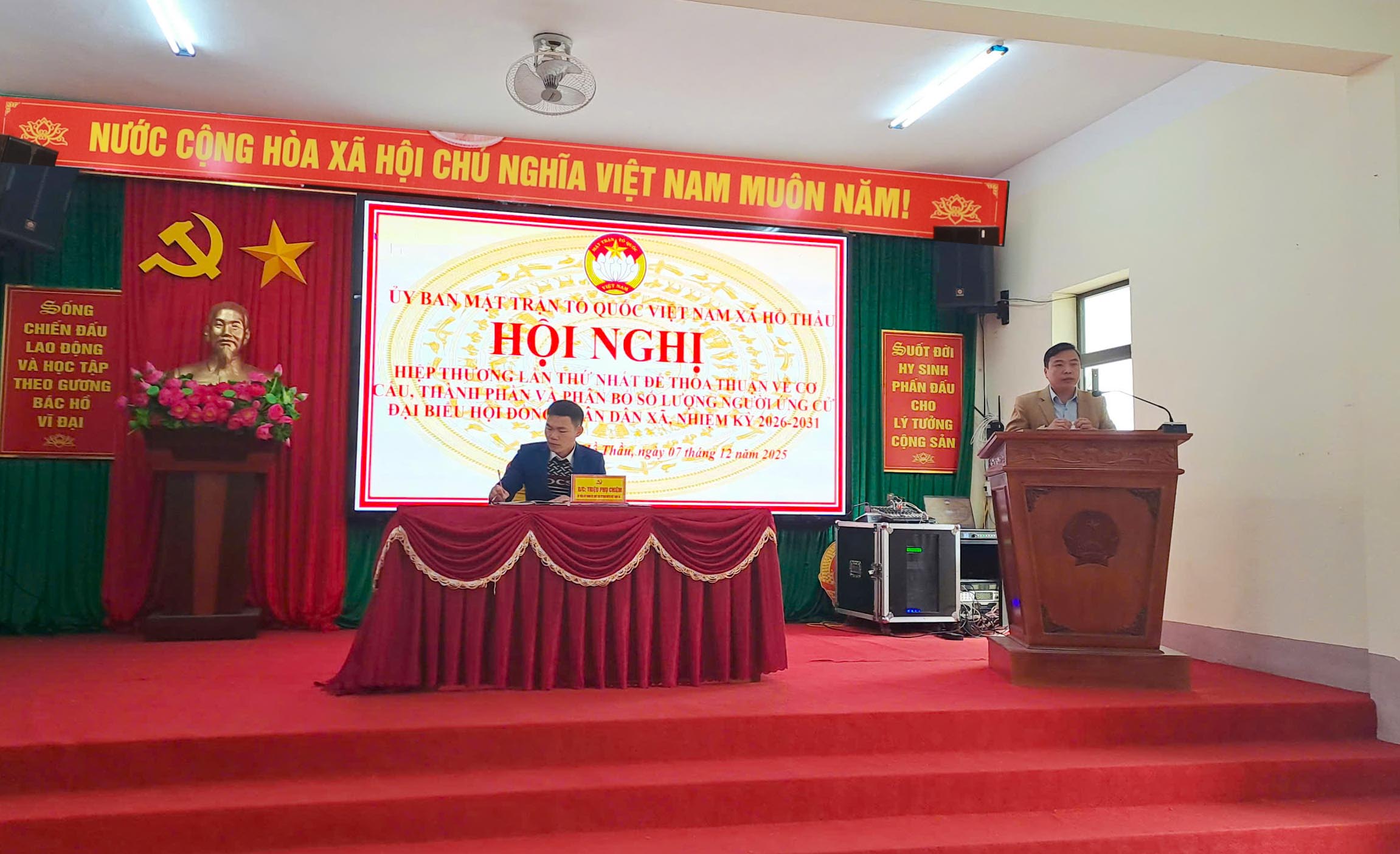 Hội nghị hiệp thương lần thứ nhất thỏa thuận cơ cấu, thành phần, số lượng người ứng cử đại biểu HĐND xã Hồ Thầu nhiệm kỳ 2026–2031