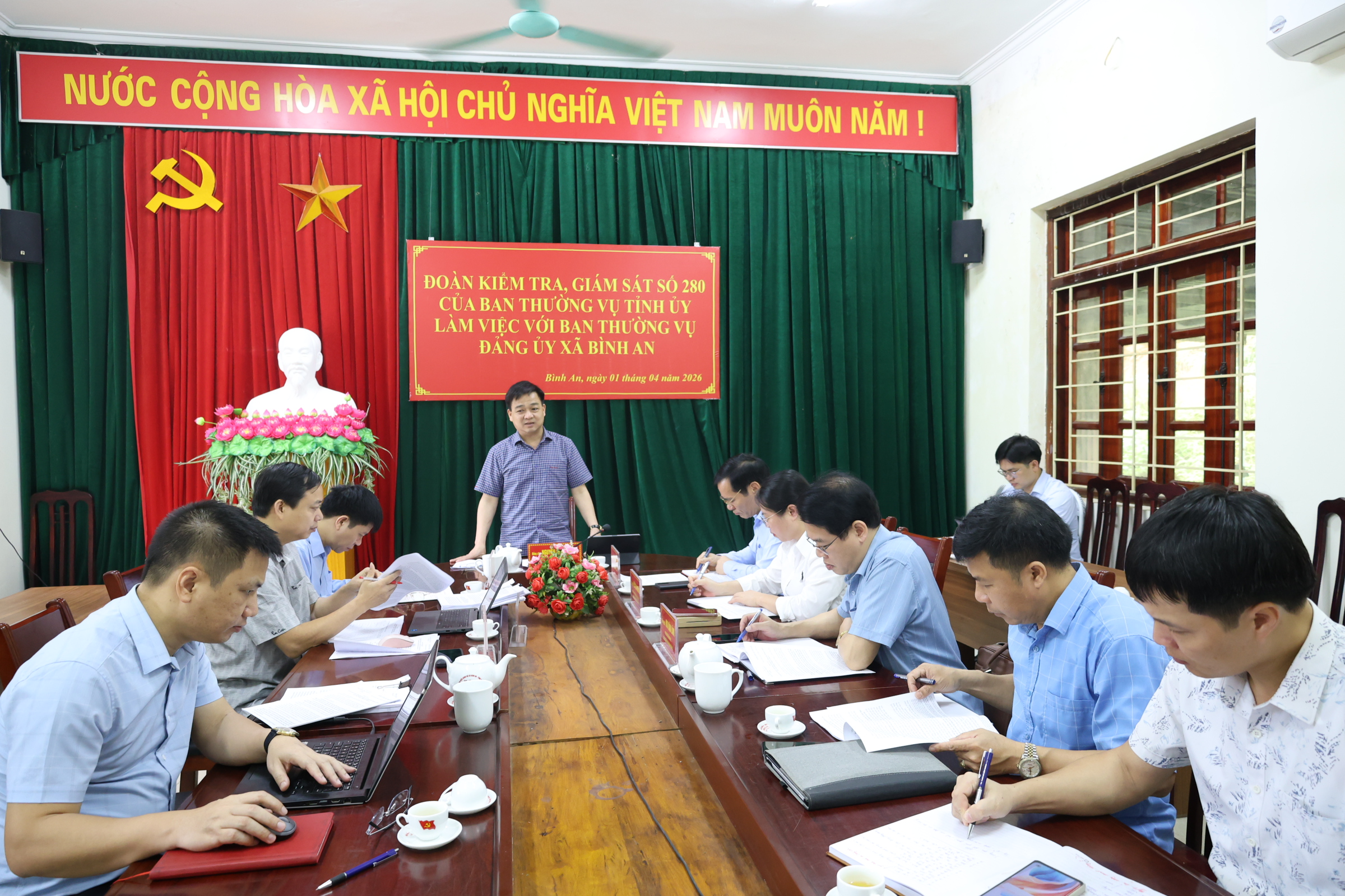 Đoàn kiểm tra, giám sát số 280 của Ban Thường vụ Tỉnh uỷ làm việc tại xã Bình An