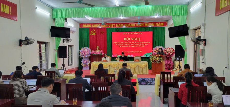 Đảng ủy xã Vĩnh Tuy tổ chức Hội nghị tổng kết hoạt động của các cơ quan chuyên trách tham mưu, giúp việc Đảng ủy năm 2025; triển khai nhiệm vụ năm 2026