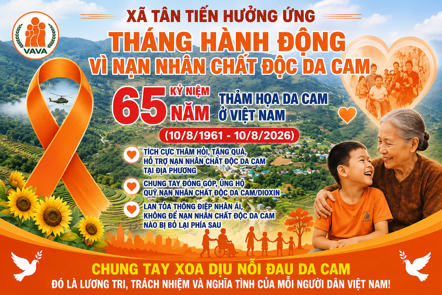 HƯỞNG ỨNG THÁNG HÀNH ĐỘNG VÌ NẠN NHÂN CHẤT ĐỘC DA CAM – KỶ NIỆM 65 NĂM THẢM HỌA DA CAM Ở VIỆT NAM (10/8/1961 – 10/8/2026)