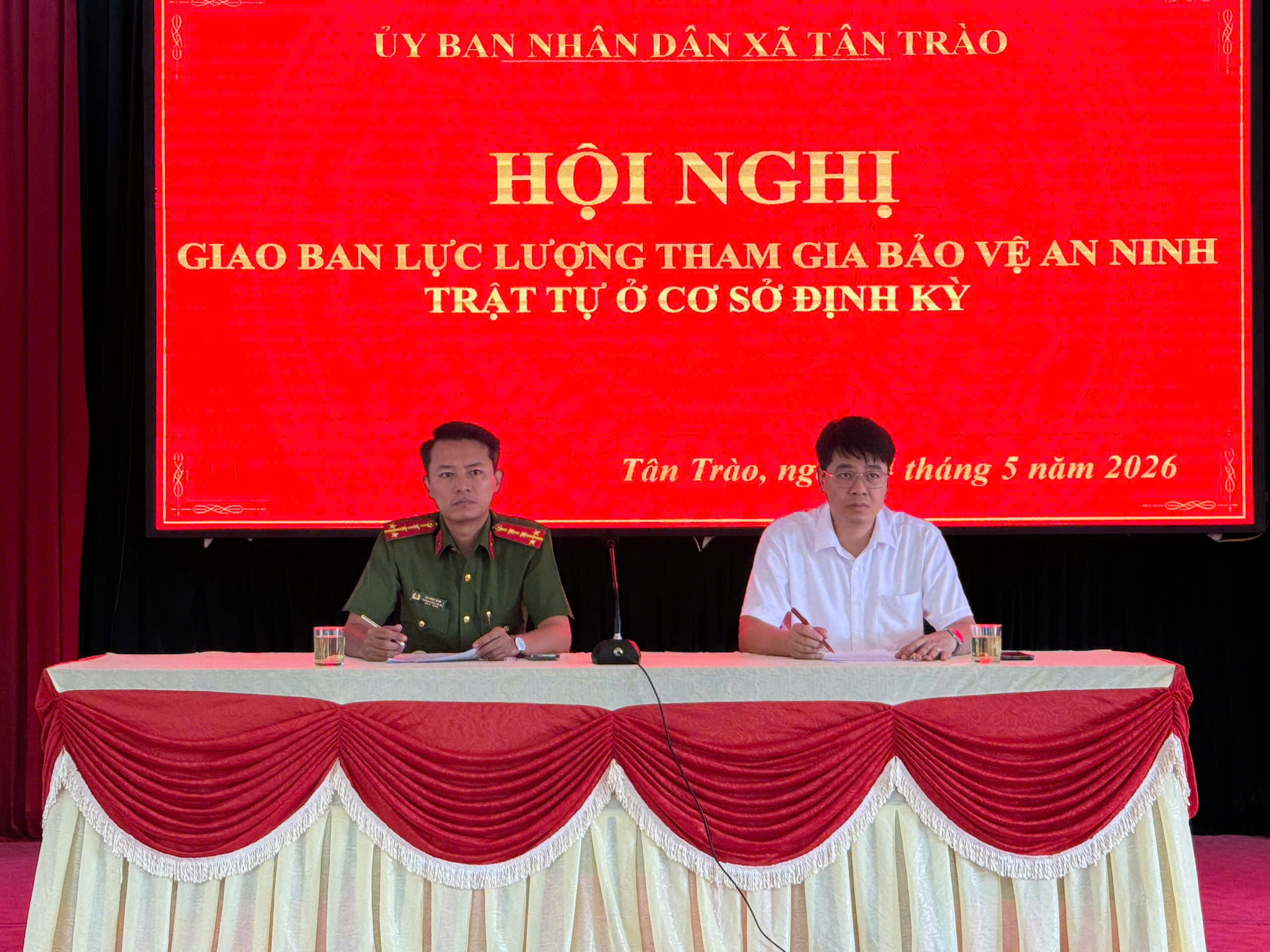 Công an xã Tân Trào tổ chức Hội nghị giao ban lực lượng tham gia bảo vệ ANTT ở cơ sở tháng 4/2026