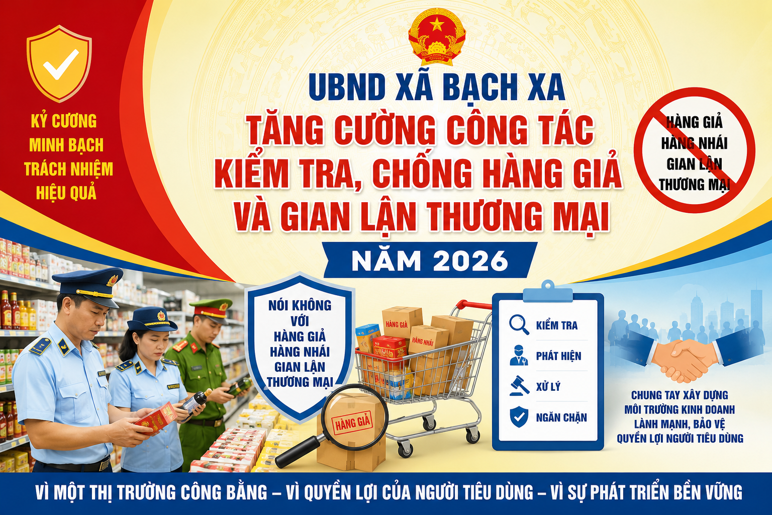 UBND XÃ BẠCH XA: TĂNG CƯỜNG CÔNG TÁC KIỂM TRA, CHỐNG HÀNG GIẢ VÀ GIAN LẬN THƯƠNG MẠI NĂM 2026