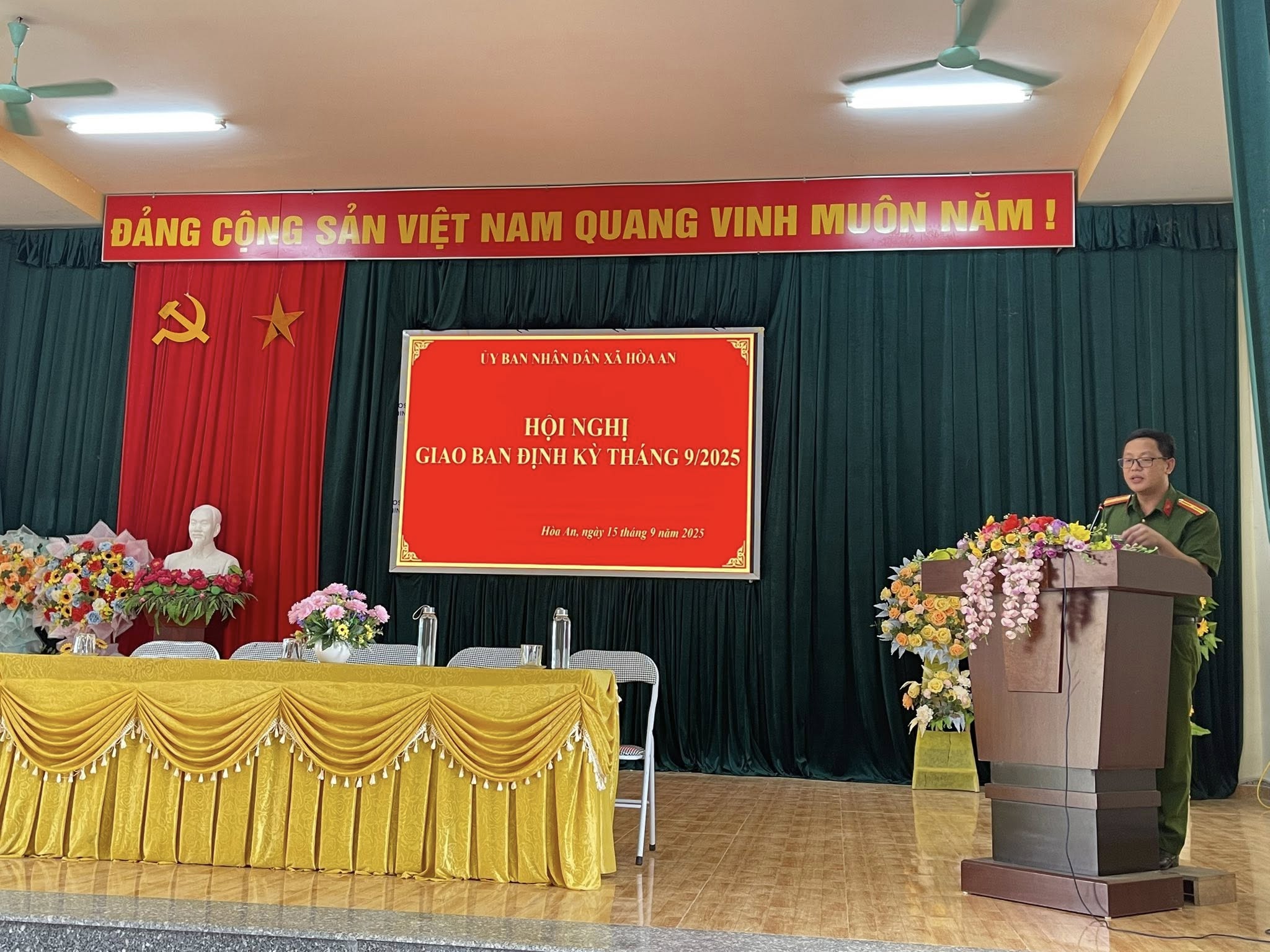 CÔNG AN XÃ HÒA AN TỔ CHỨC HỘI NGHỊ GIAO BAN ĐỊNH KỲ THÁNG 9/2025
