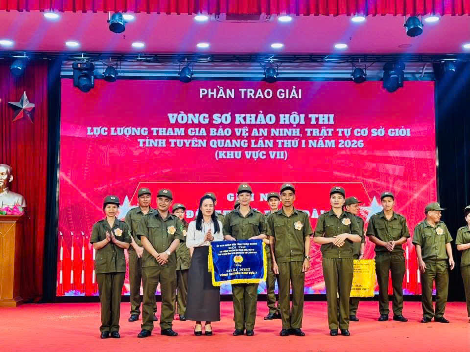Xã Kiên Đài đạt giải nhì tại hội thi lực lượng tham gia Bảo vệ an ninh, trật tự ở cơ sở giỏi tỉnh Tuyên Quang lần thứ I, năm 2026 (khu vực VII)