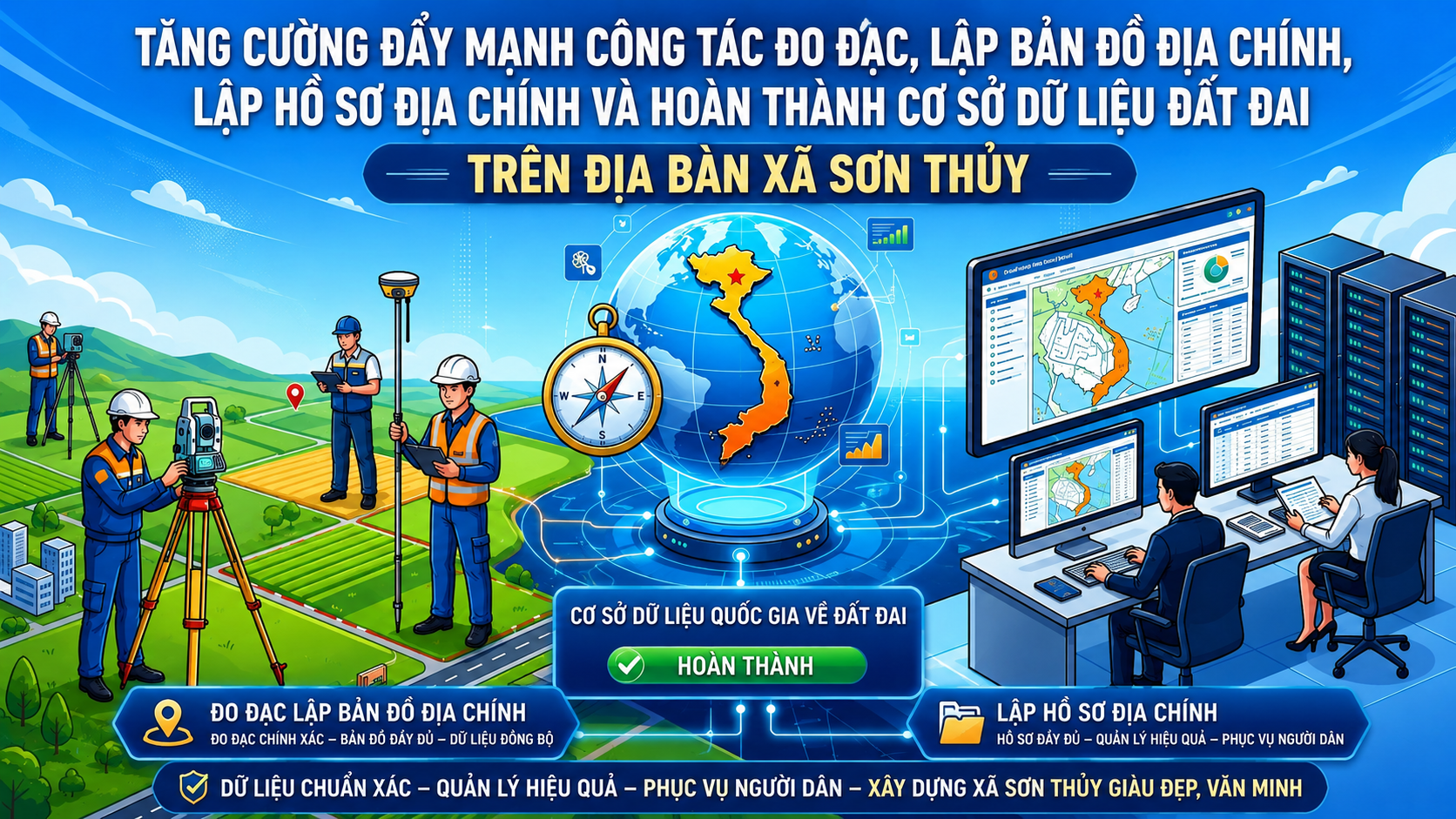 UBND XÃ SƠN THỦY ĐẨY MẠNH TUYÊN TRUYỀN CÔNG TÁC ĐO ĐẠC, LẬP BẢN ĐỒ ĐỊA CHÍNH VÀ HOÀN THIỆN CƠ SỞ DỮ LIỆU ĐẤT ĐAI TRÊN ĐỊA BÀN XÃ
