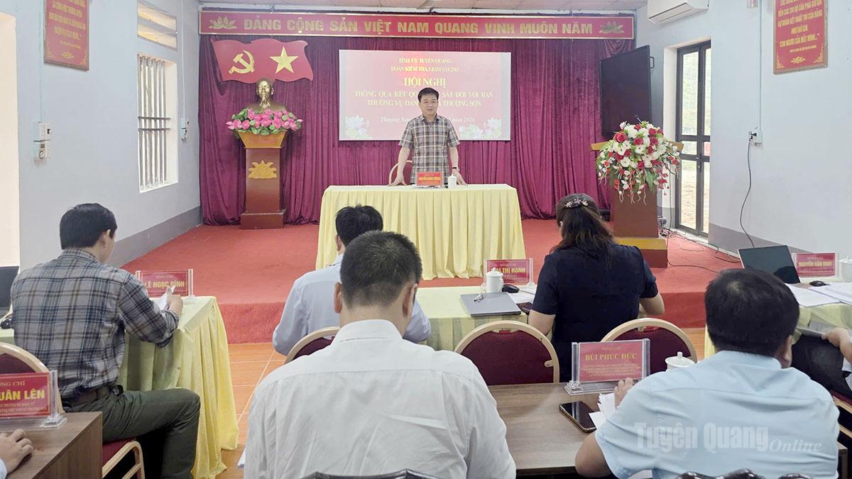 Đoàn kiểm tra giám sát số 280 của Ban Thường vụ Tỉnh uỷ  làm việc với Ban Thường vụ Đảng ủy xã Thượng Sơn.