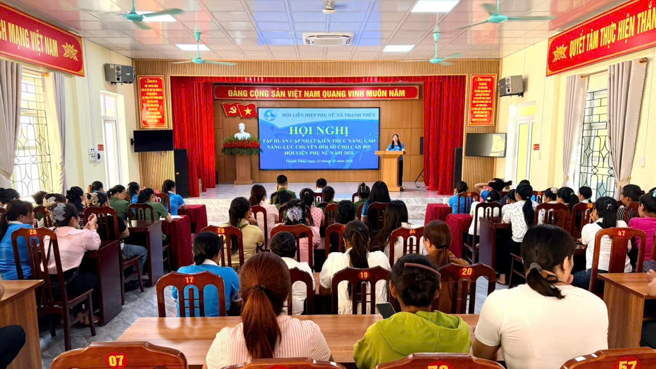 TẬP HUẤN KIẾN THỨC CHUYỂN ĐỔI SỐ VÀ KỸ NĂNG TRUYỀN THÔNG SỐ CHO CÁN BỘ, HỘI VIÊN PHỤ NỮ TRÊN ĐỊA BÀN XÃ THANH THỦY