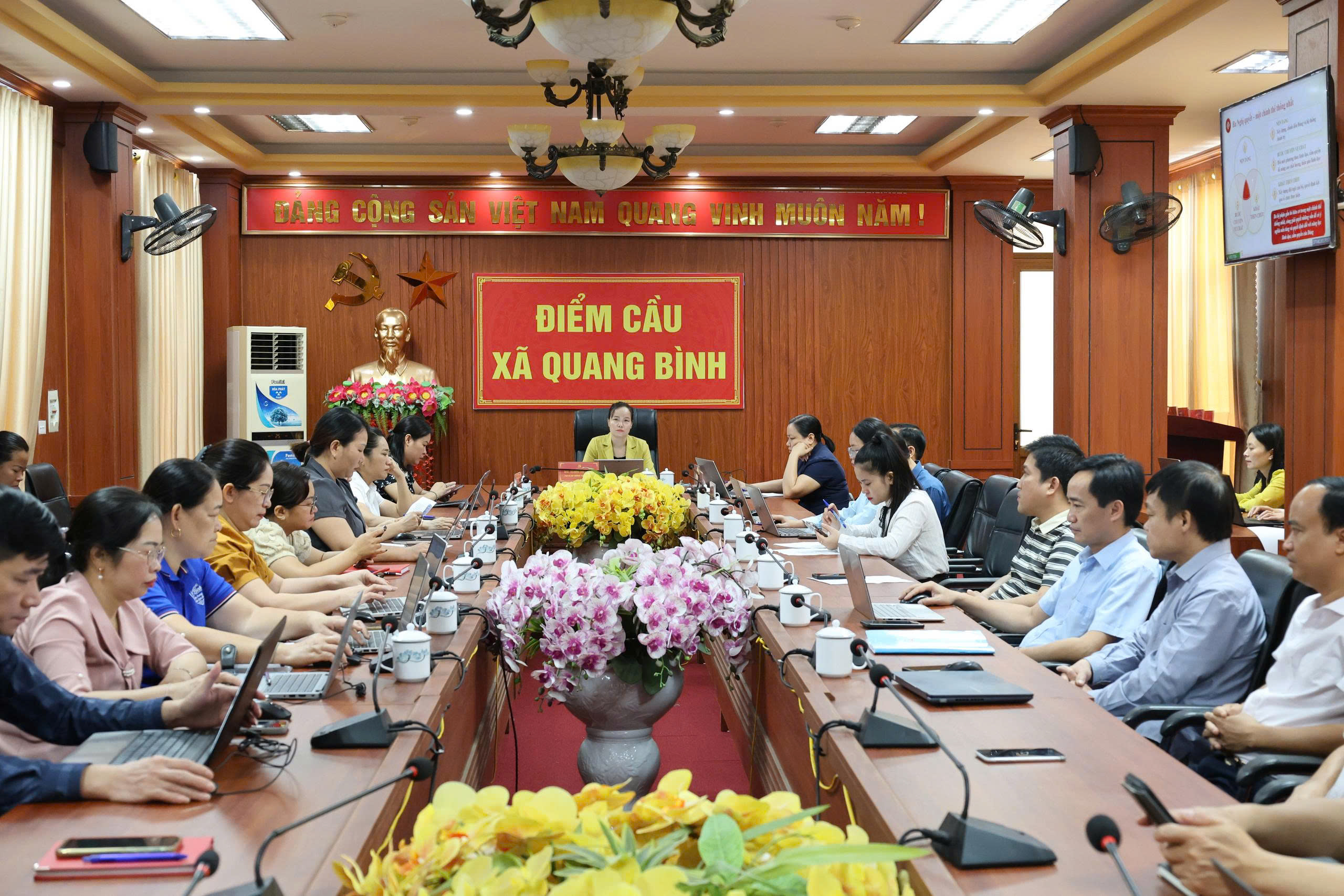 (Quang Bình - Tuyên Quang) Xã Quang Bình tham gia Hội nghị trực tuyến toàn quốc nghiên cứu, học tập, quán triệt và triển khai thực hiện Nghị quyết Hội nghị lần thứ tư BCH Trung ương Đảng khóa XIV