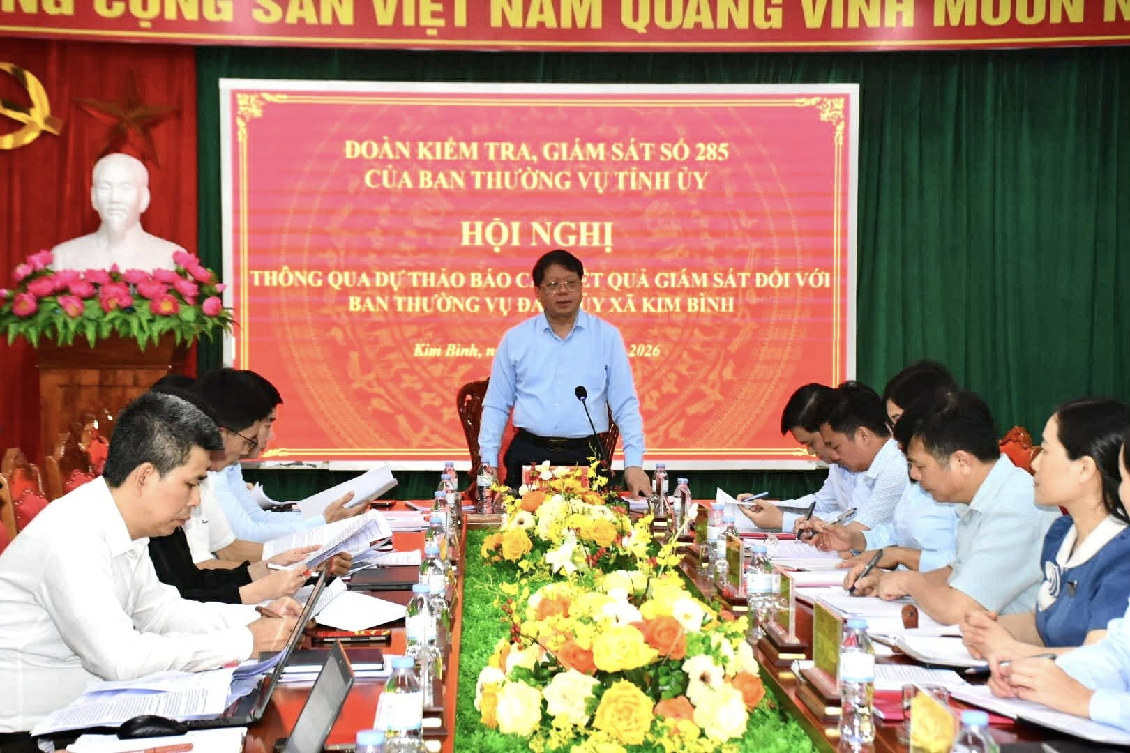 Đoàn kiểm tra, giám sát số 285 của Ban Thường vụ Tỉnh ủy làm việc với xã Kim Bình.