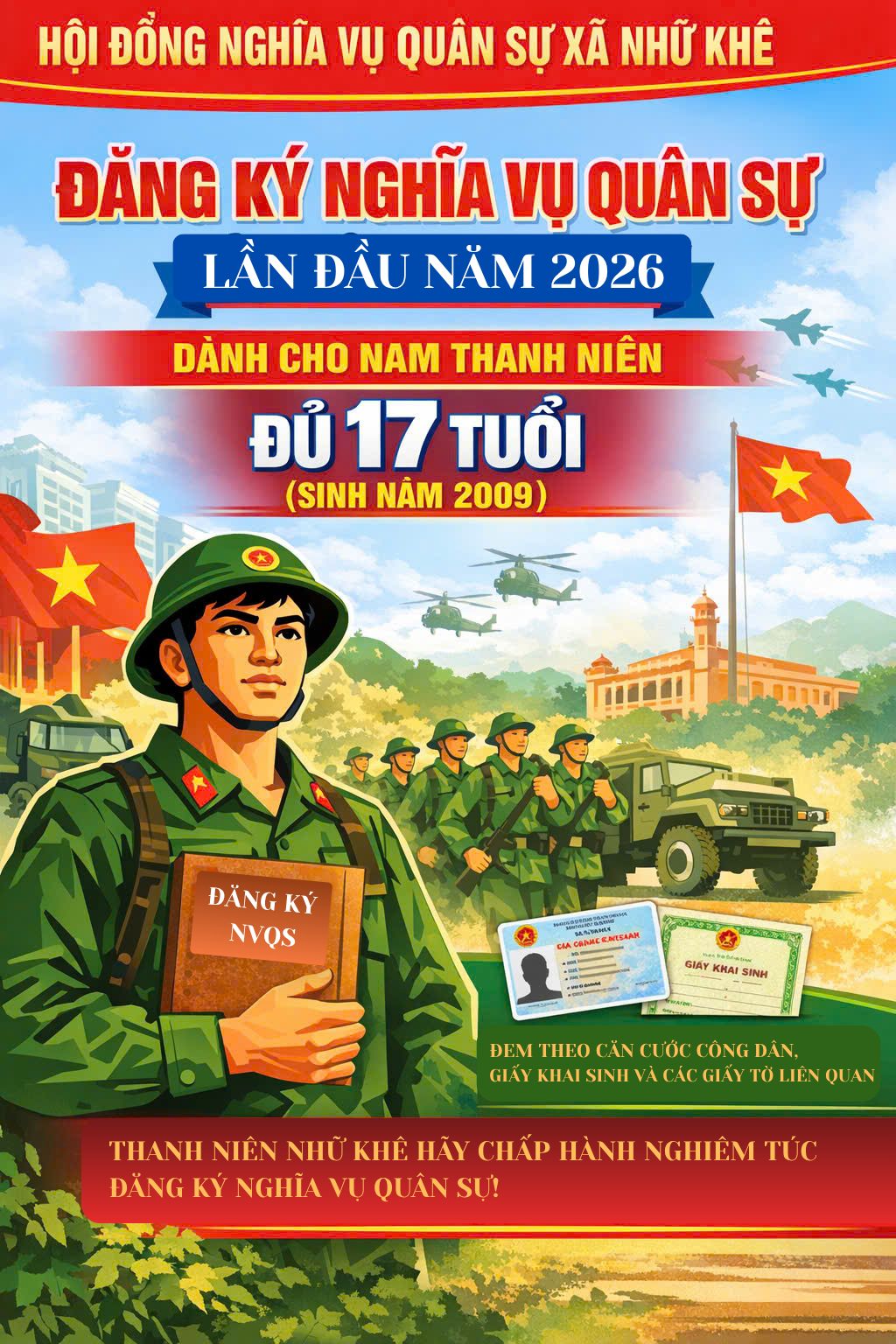XÃ NHỮ KHÊ TRIỂN KHAI ĐĂNG KÝ NGHĨA VỤ QUÂN SỰ LẦN ĐẦU NĂM 2026