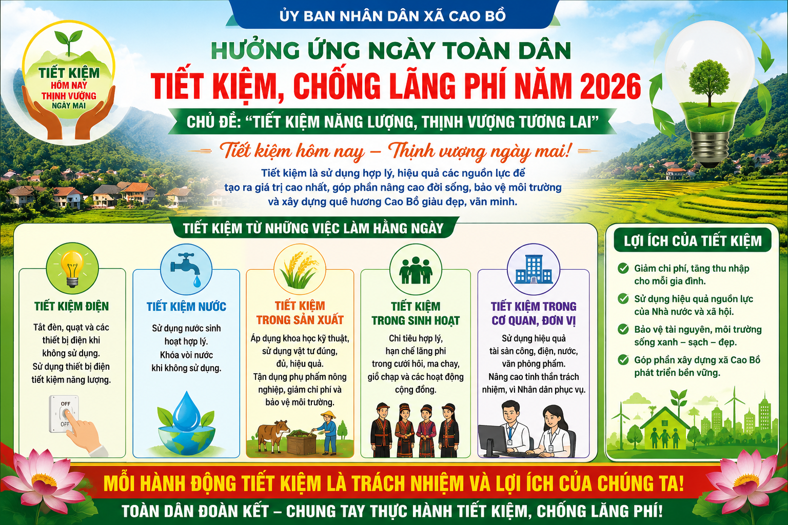 Hưởng ứng Ngày toàn dân tiết kiệm, chống lãng phí năm 2026: Bắt đầu từ những việc làm nhỏ nhất