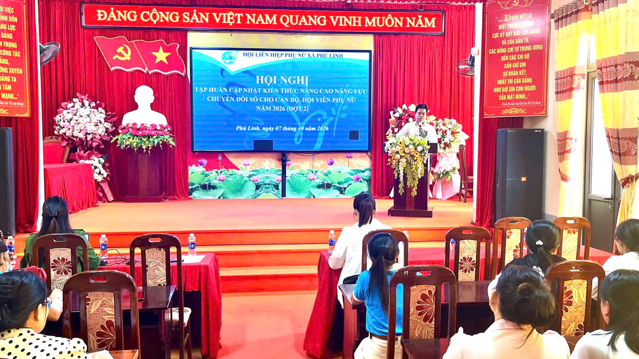 Hội LHPN xã Phú Linh tổ chức hội nghị tập huấn cập nhật kiến thức, nâng cao năng lực chuyển đổi số cho cán bộ, hội viên phụ nữ năm 2026