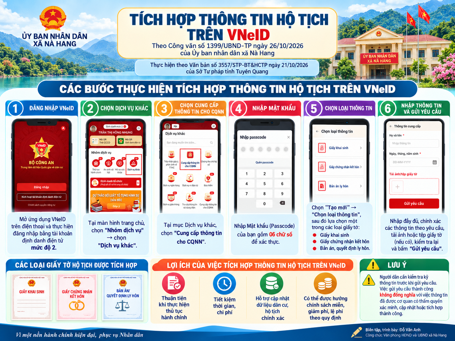 Tích hợp thông tin hộ tịch trên VNeID