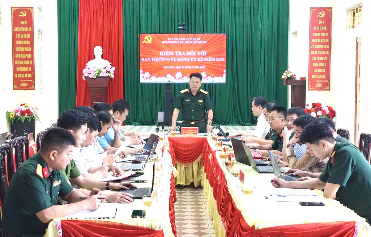 Đoàn kiểm tra, giám sát số 753 của Ban Thường vụ Tỉnh ủy làm việc tại xã Niêm Sơn 