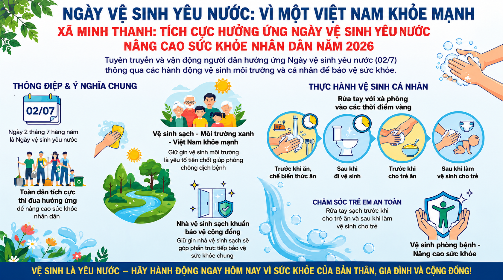 Minh Thanh: Tích cực hưởng ứng Ngày Vệ sinh yêu nước nâng cao sức khỏe nhân dân năm 2026