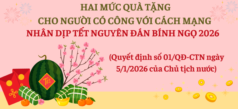 Hai mức quà tặng cho người có công với cách mạng nhân dịp Tết Nguyên đán Bính Ngọ 2026