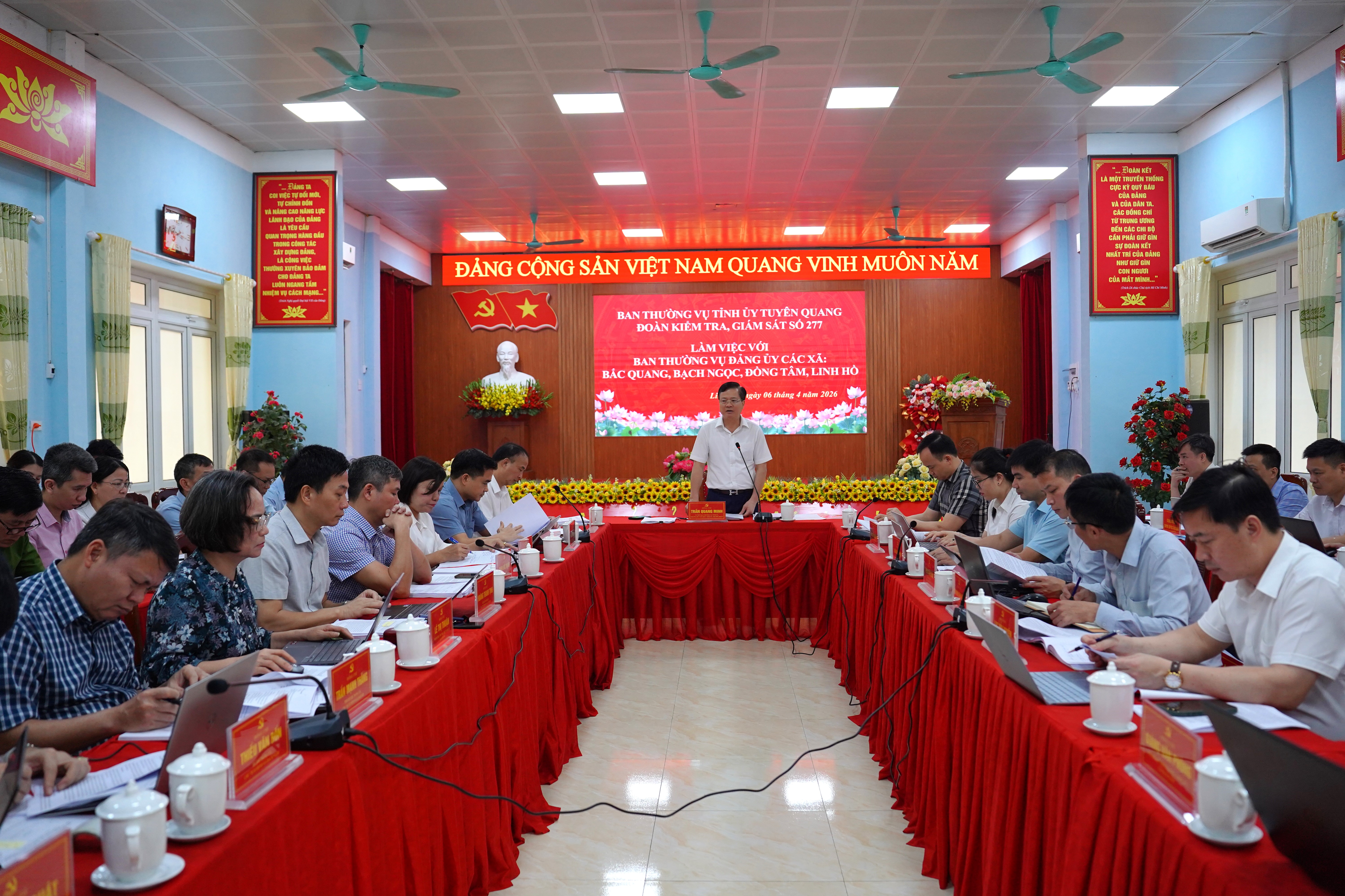 Đoàn kiểm tra, giám sát số 277 Ban Thường vụ Tỉnh uỷ Tuyên Quang làm việc với Ban Thường vụ Đảng uỷ các xã