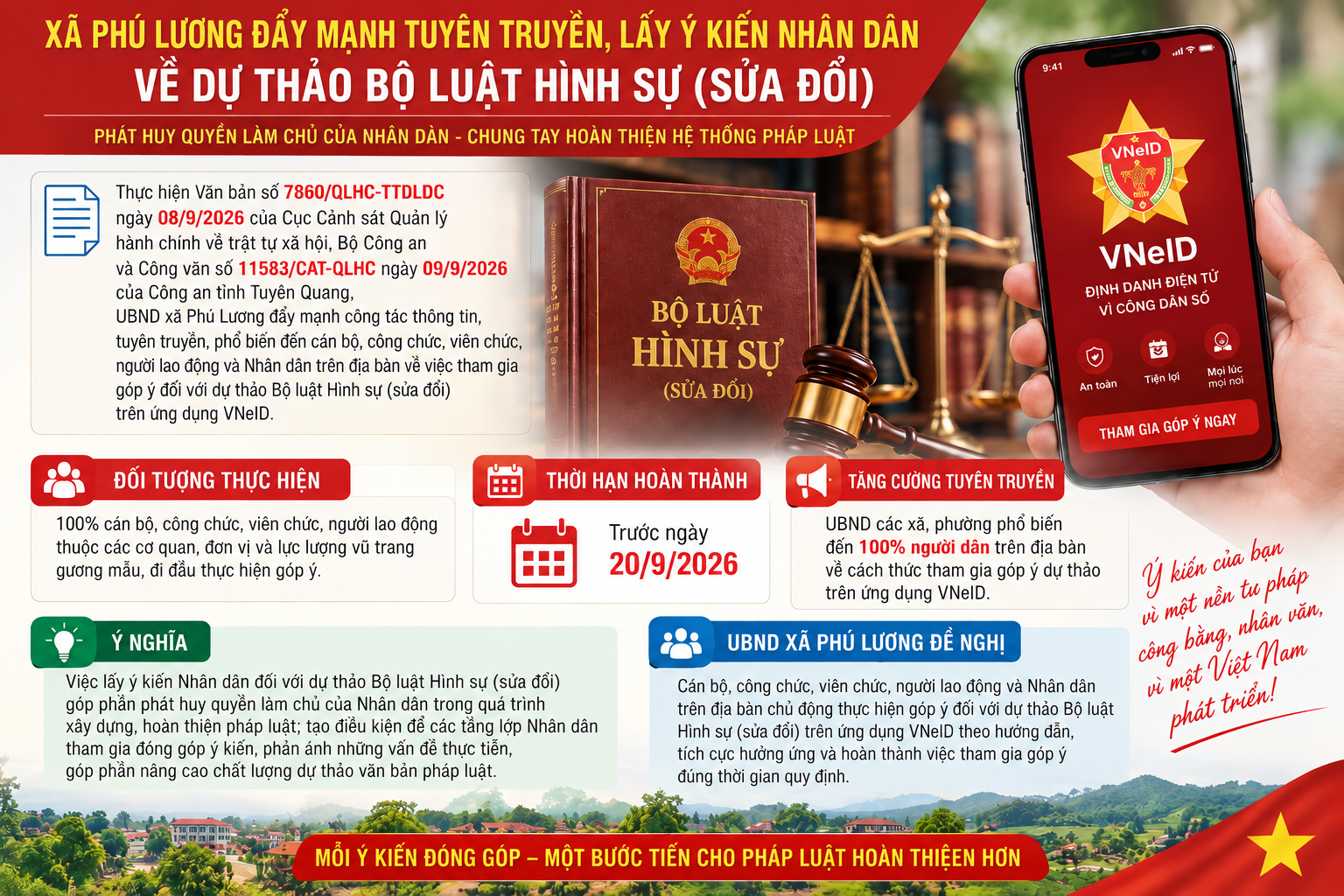 XÃ PHÚ LƯƠNG ĐẨY MẠNH TUYÊN TRUYỀN, LẤY Ý KIẾN NHÂN DÂN VỀ DỰ THẢO BỘ LUẬT HÌNH SỰ (SỬA ĐỔI)