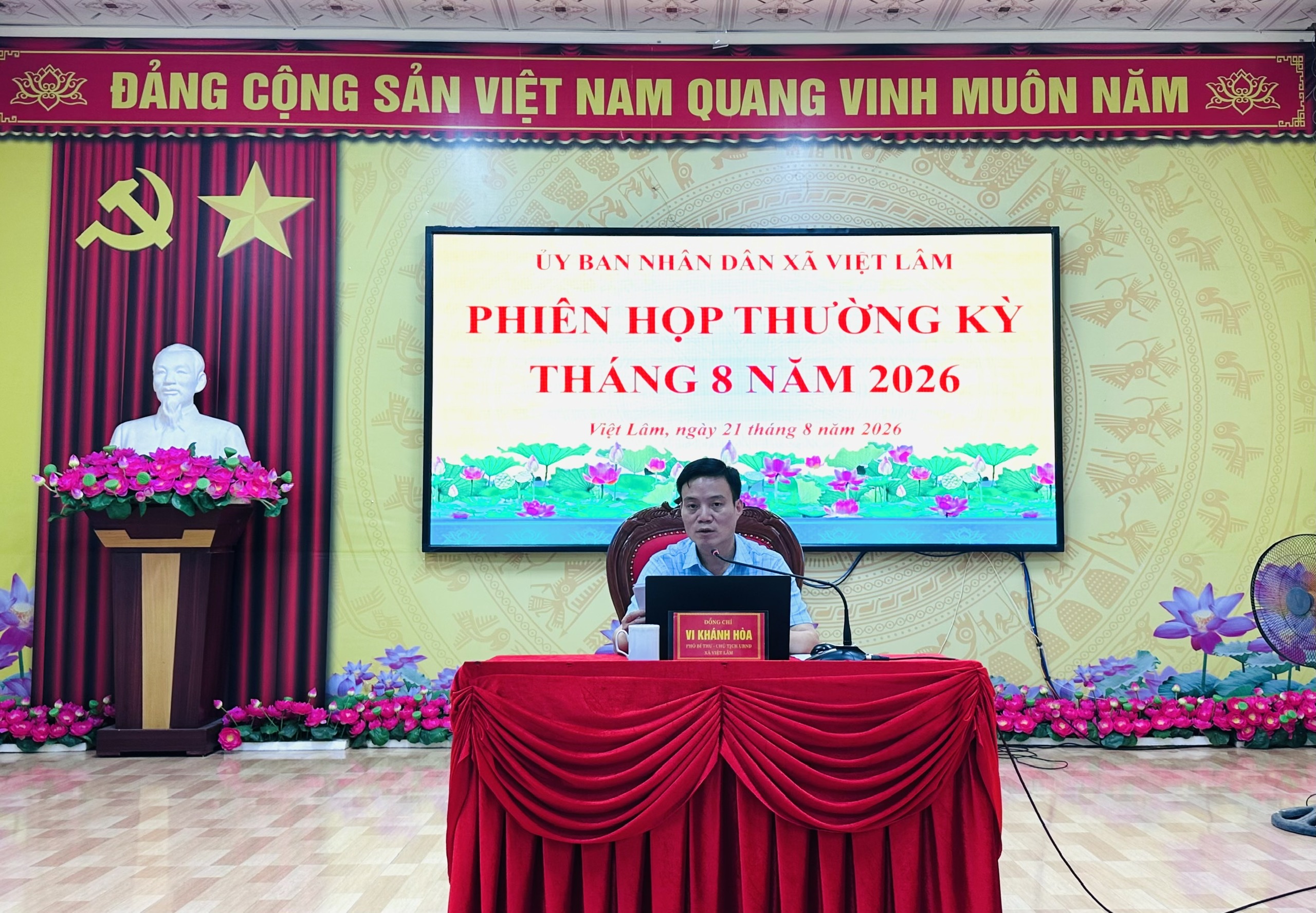 UBND XÃ VIỆT LÂM TỔ CHỨC PHIÊN HỌP THƯỜNG KỲ THÁNG 8, TRIỂN KHAI NHIỆM VỤ TRỌNG TÂM THÁNG 9 NĂM 2026