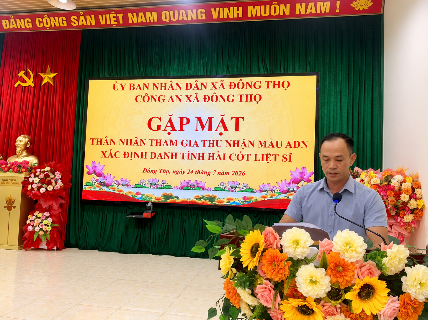 Xã Đông Thọ tổ chức gặp mặt thân nhân tham gia thu nhận mẫu AND phục vụ xác định danh tính hài cốt liệt sĩ