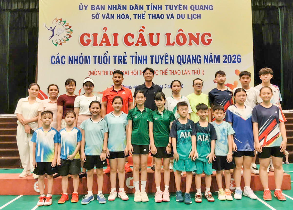 Đoàn vận động viên xã Hàm Yên đạt nhiều thành tích cao tại Giải Cầu lông các nhóm tuổi trẻ tỉnh Tuyên Quang năm 2026