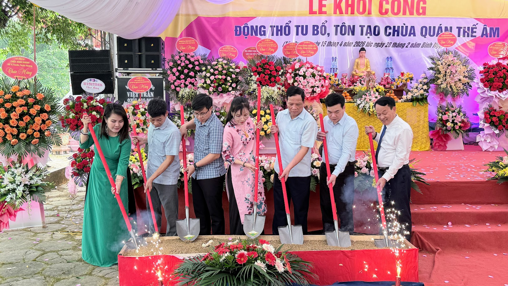 Lễ động thổ tu bổ, tôn tạo chùa Quán Thế Âm xã Tân Quang