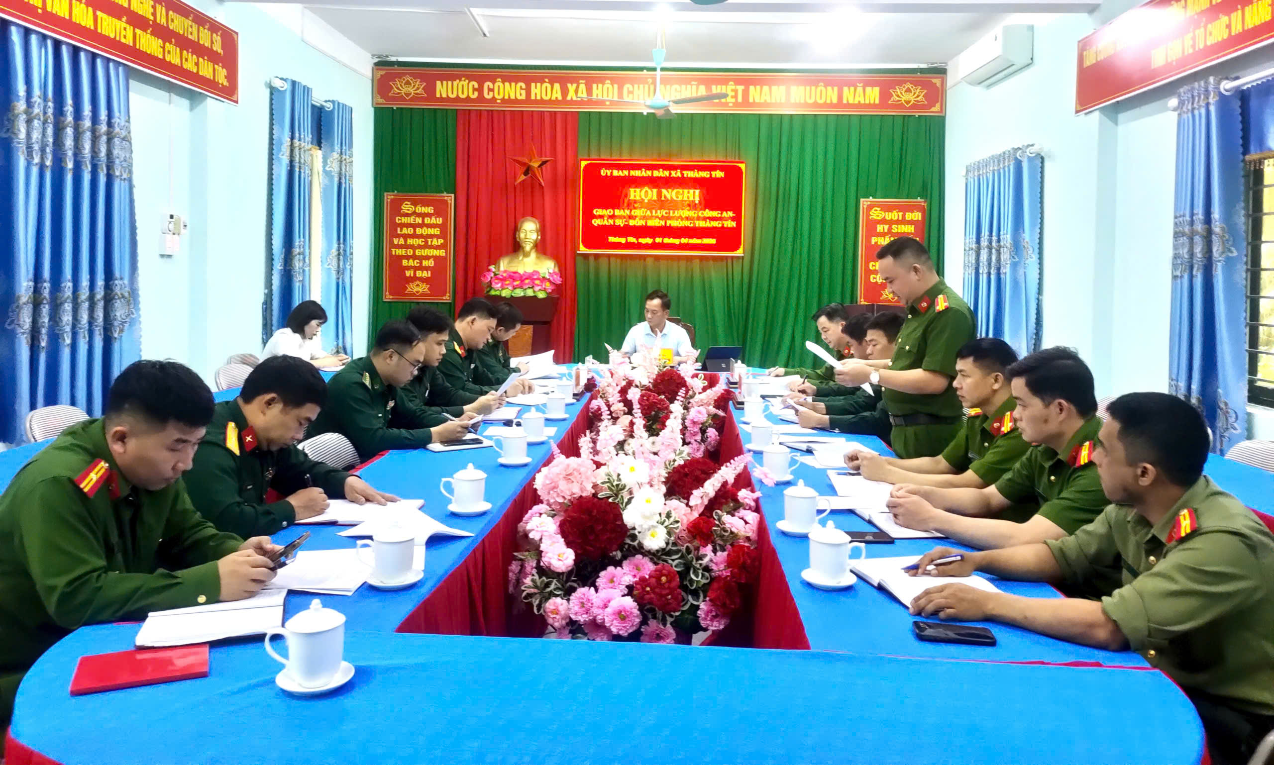 Hội nghị giao ban ba lực lượng Công an - Quân sự - Đồn Biên phòng xã Thàng Tín quý I năm 2026