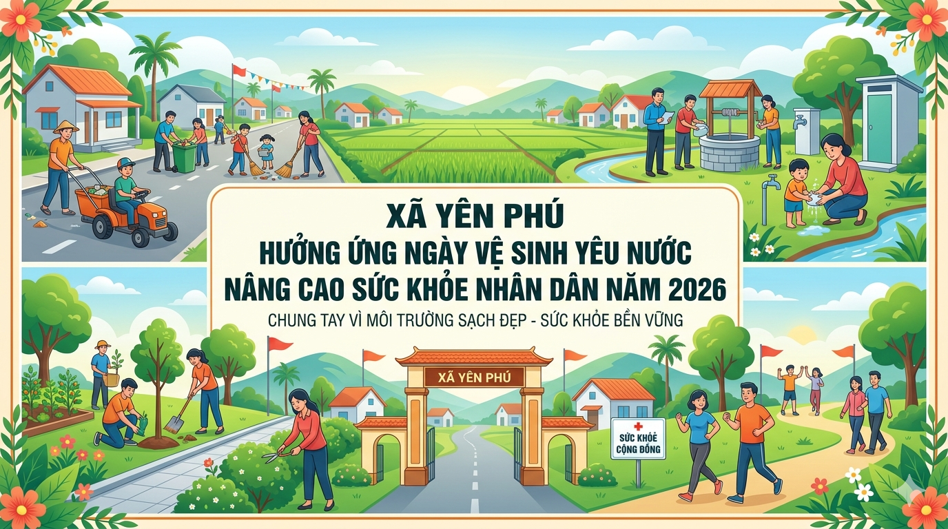 XÃ YÊN PHÚ HƯỞNG ỨNG NGÀY VỆ SINH YÊU NƯỚC NÂNG CAO SỨC KHỎE NHÂN DÂN NĂM 2026