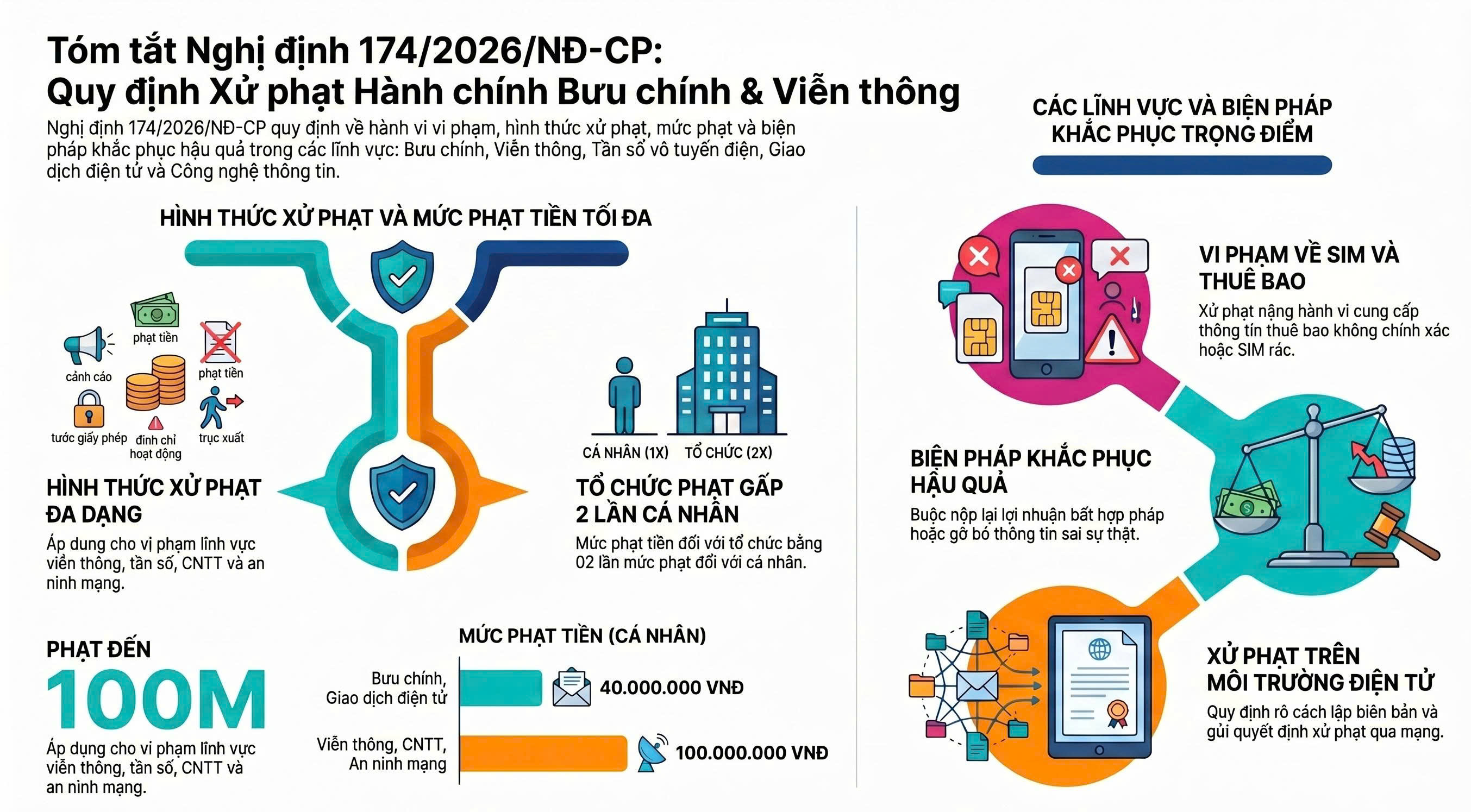 Nghị định số: 174/2026/NĐ-CP ngày 15 tháng 5 năm 2026 của Chính phủ về quy định xử phạt vi phạm hành chính trong lĩnh vực bưu chính, viễn thông, tần số vô tuyến điện, giao dịch điện tử và công nghệ thông tin