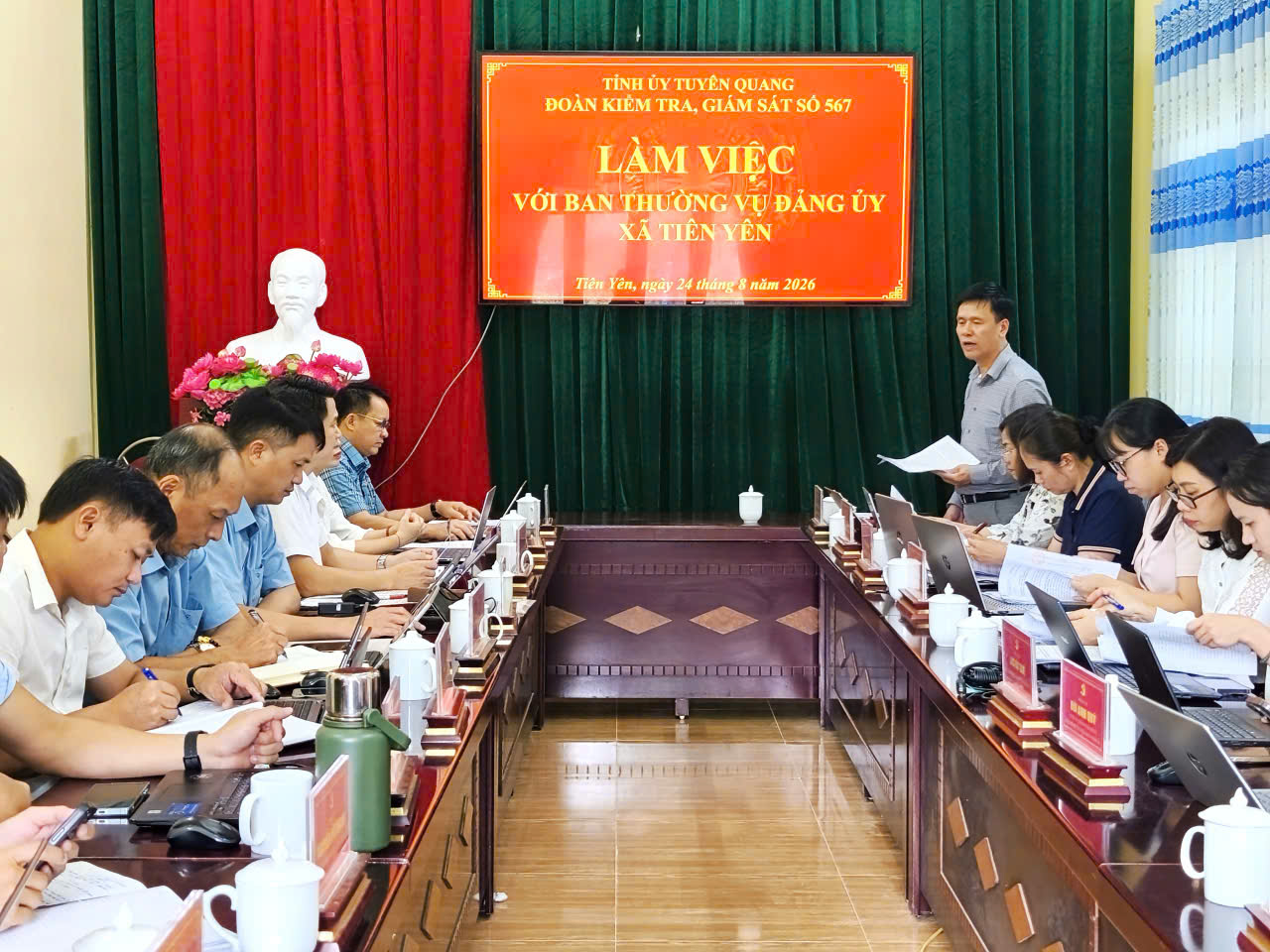 Đoàn kiểm tra, giám sát số 567 làm việc với Ban Thường vụ Đảng ủy xã Tiên Yên