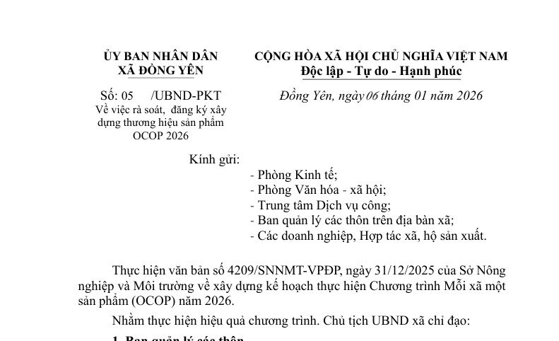 Số:  05 /UBND-PKT 