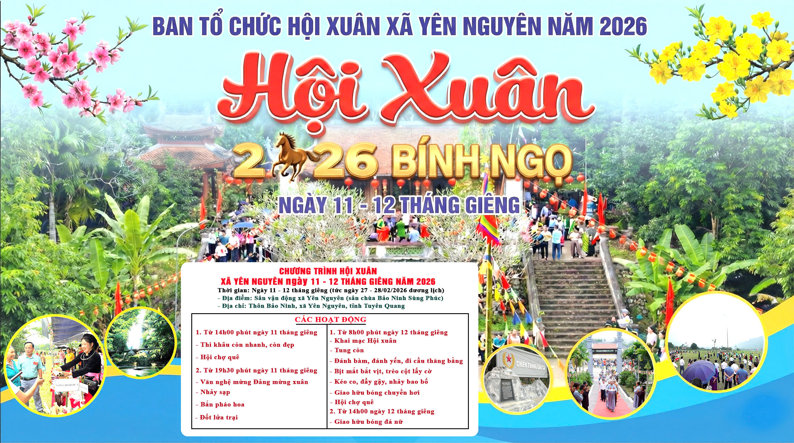 Chương trình Hội Xuân xã Yên Nguyên ngày 11 - 12 tháng Giêng Bính Ngọ 2026