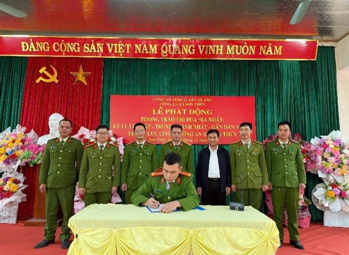 CÔNG AN XÃ SƠN THỦY PHÁT ĐỘNG PHONG TRÀO THI ĐUA "BA NHẤT": KỶ LUẬT NHẤT - TRUNG THÀNH NHẤT - GẦN DÂN NHẤT 