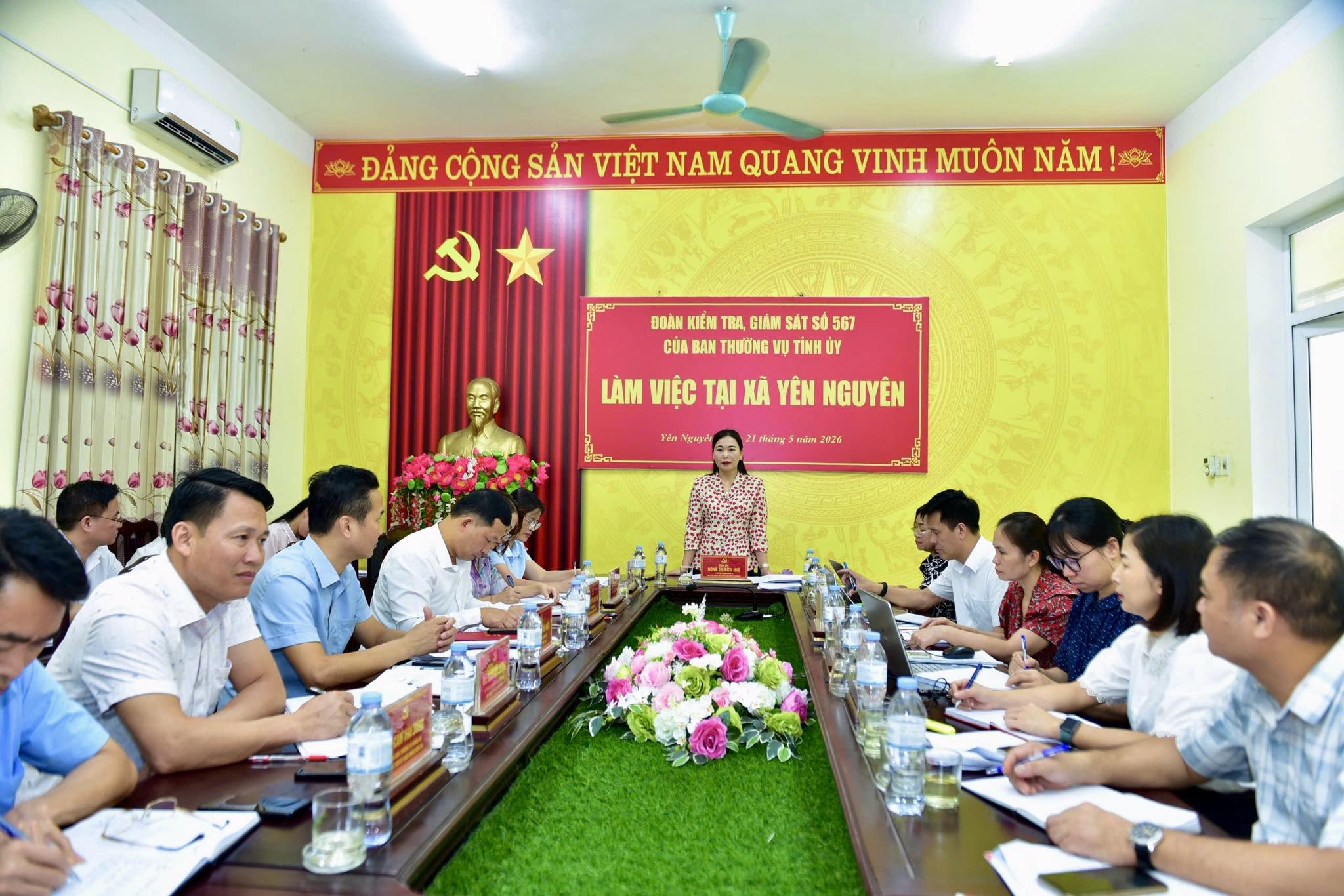 Đoàn kiểm tra giám sát số 567 của Ban Thường vụ Tỉnh ủy làm việc với Ban Thường vụ Đảng uỷ xã Yên Nguyên