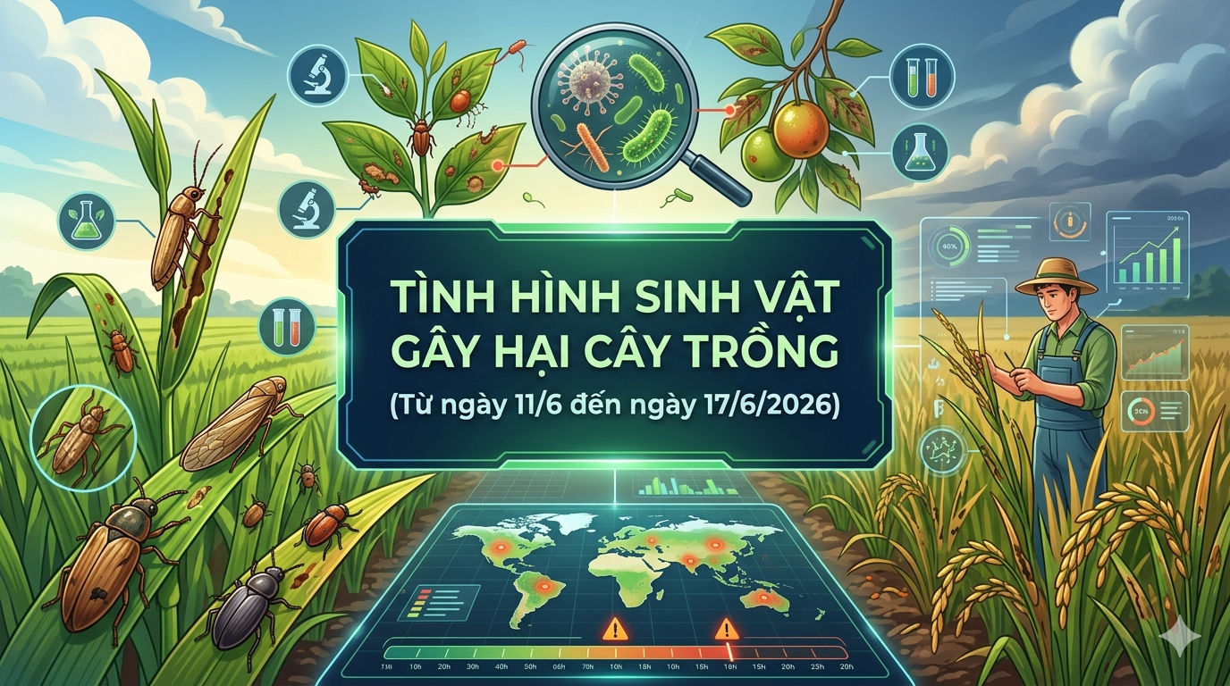 Tình hình sinh vật gây hại cây trồng (Từ ngày 11/6 đến ngày 17/6/2026)