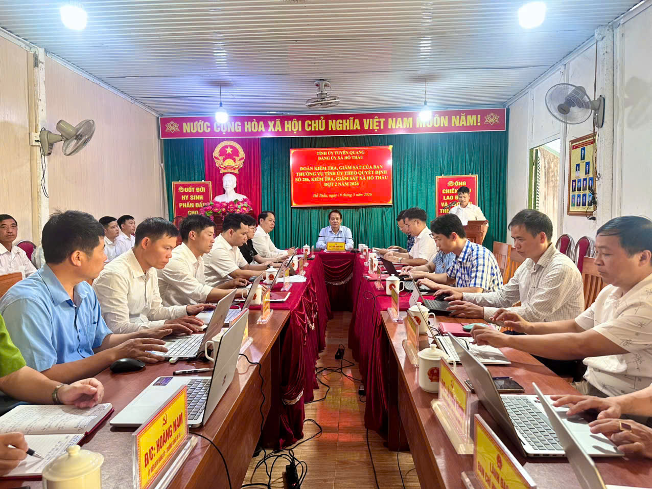 Đoàn kiểm tra, giám sát của Ban Thường vụ Tỉnh uỷ làm việc với Đảng bộ, chính quyền xã Hồ Thầu