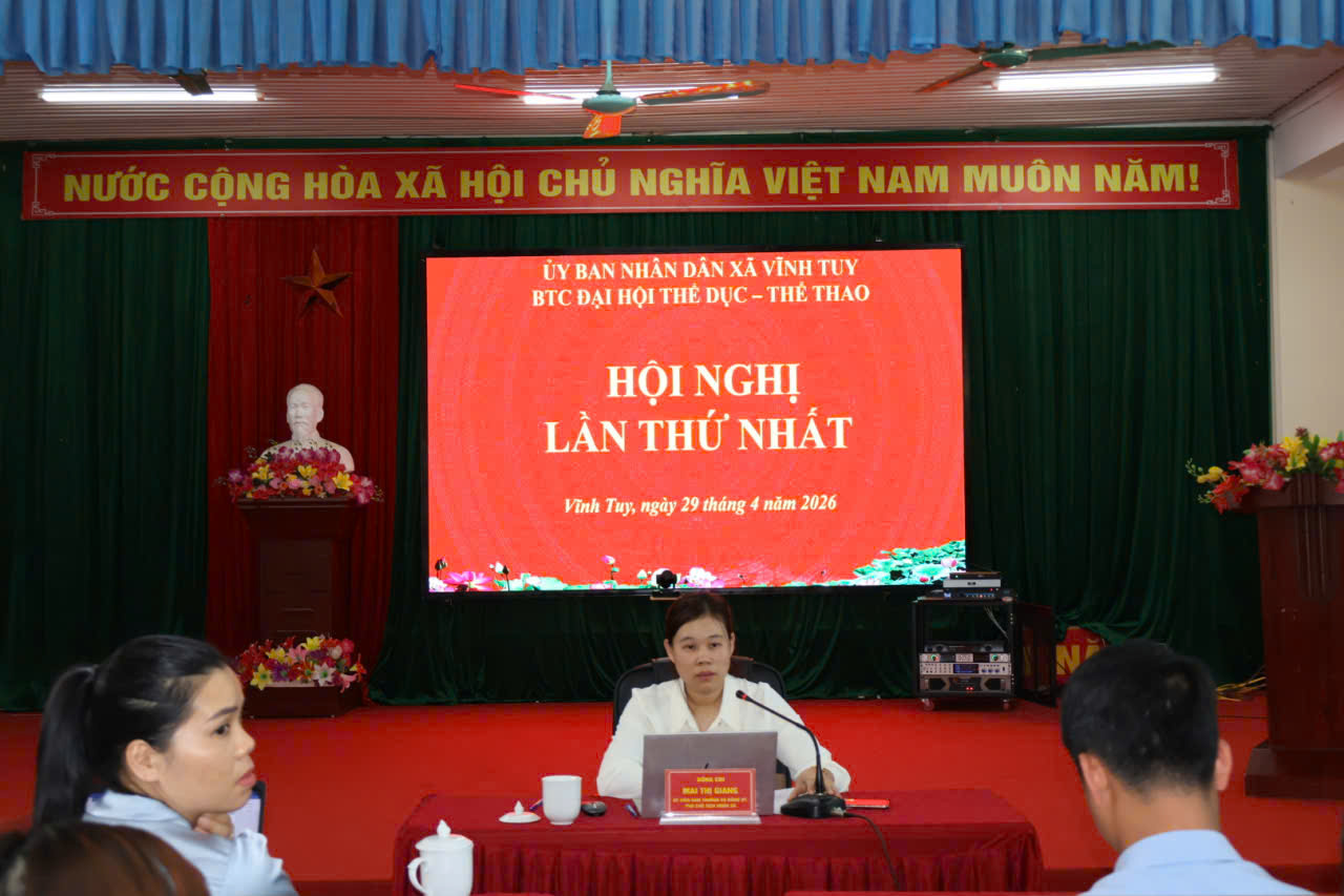 Xã Vĩnh Tuy triển khai công tác chuẩn bị Đại hội Thể dục thể thao xã Vĩnh Tuy lần thứ I năm 2026