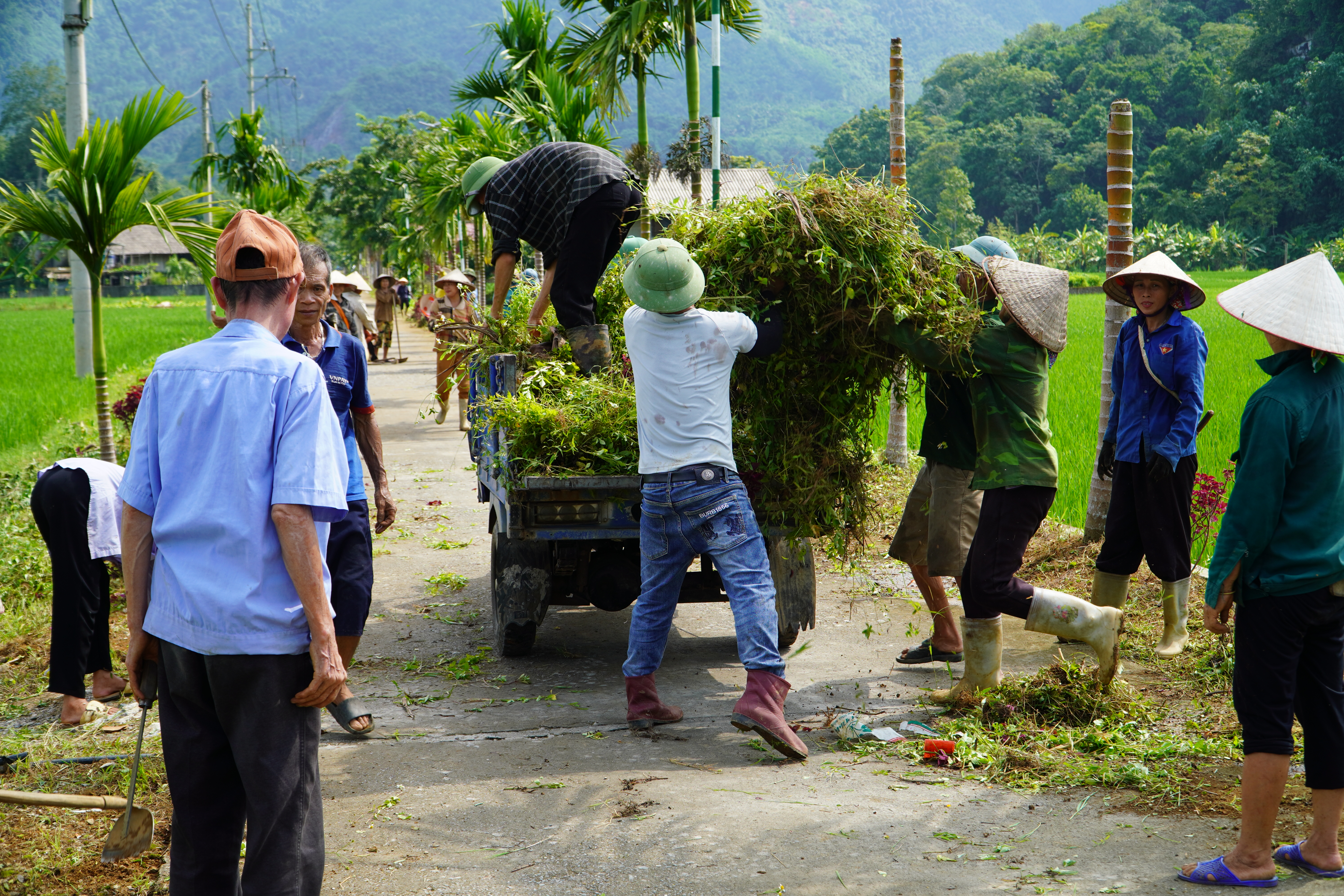 Thôn Yên Phúc ra quân vệ sinh, phát dọn đường làng