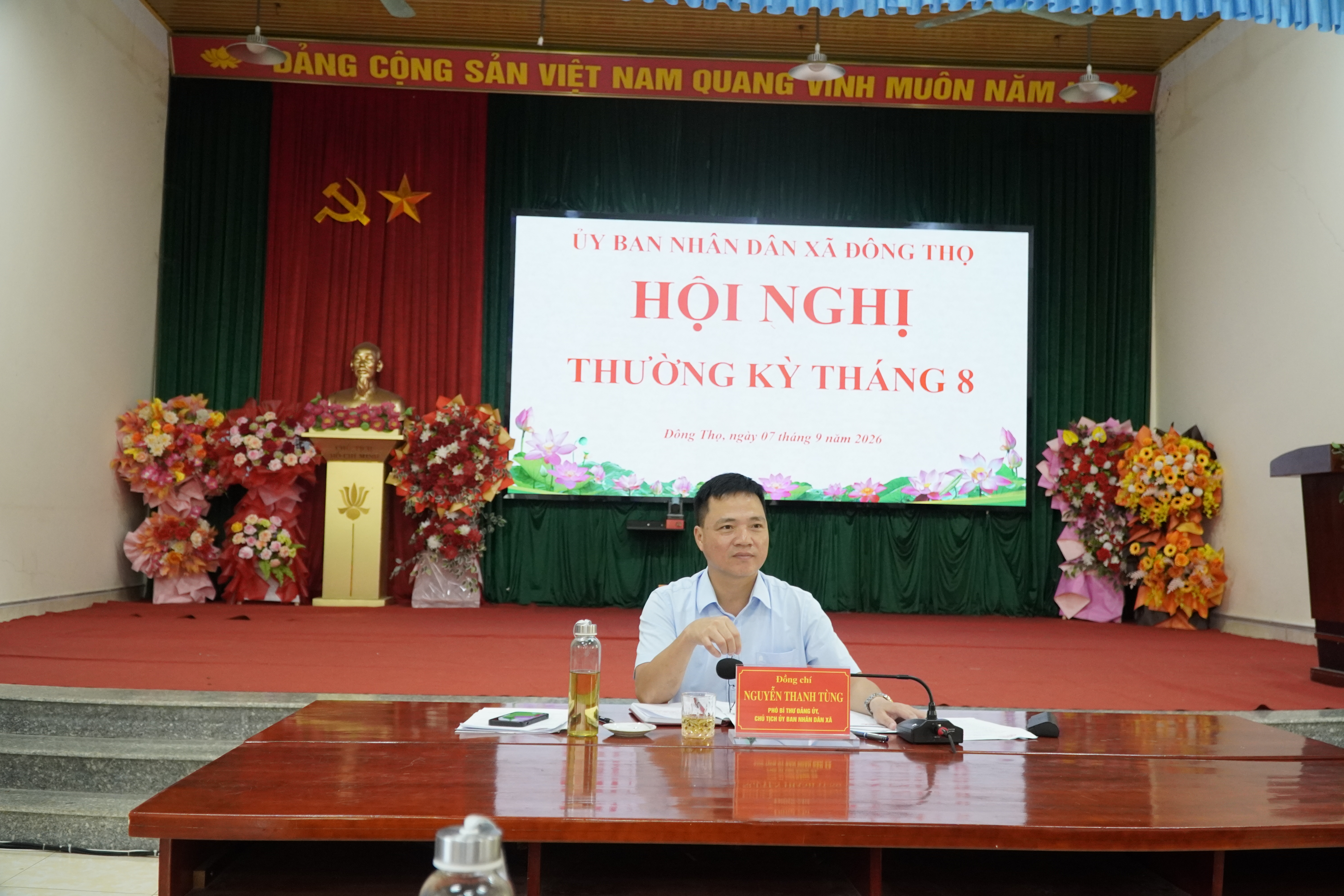 UBND xã Đông Thọ tổ chức họp thường kỳ tháng 8 