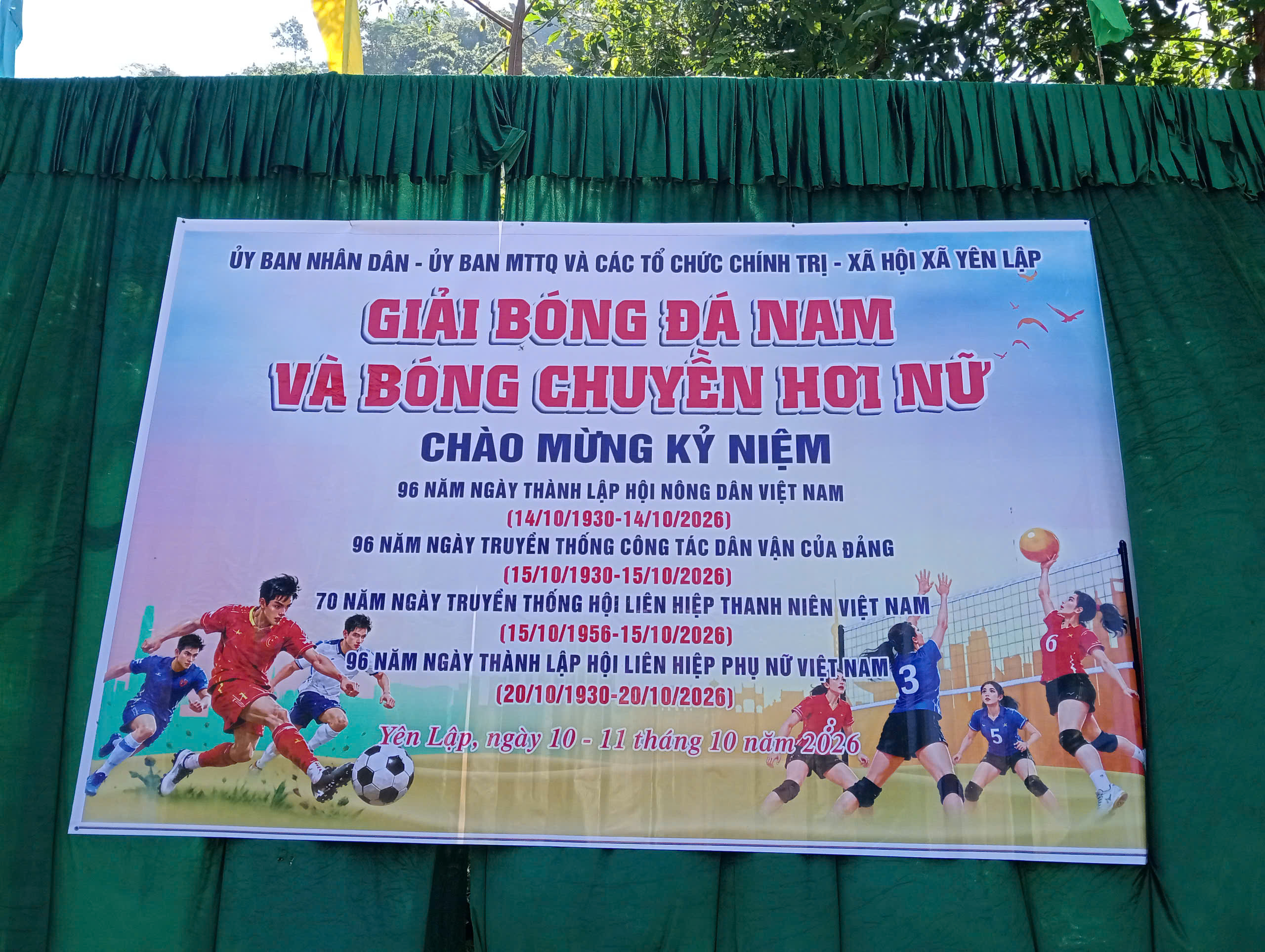 XÃ YÊN LẬP TỔ CHỨC GIẢI BÓNG ĐÁ NAM VÀ BÓNG CHUYỀN HƠI NỮ NHÂN KỶ NIỆM CÁC NGÀY LỄ LỚN TRONG THÁNG 10/2026
