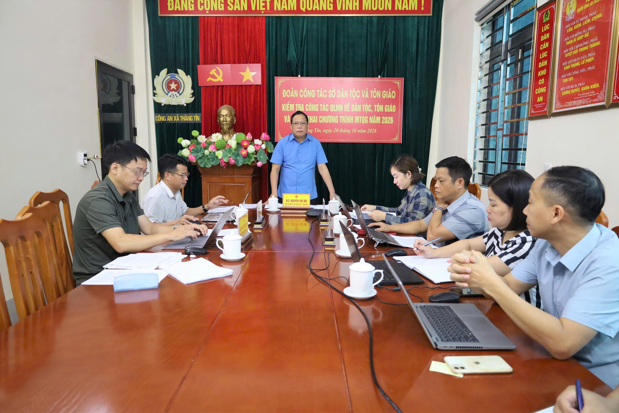 Sở Dân tộc và Tôn giáo tỉnh Tuyên Quang làm việc với xã Thàng Tín về công tác dân tộc, tín ngưỡng, tôn giáo