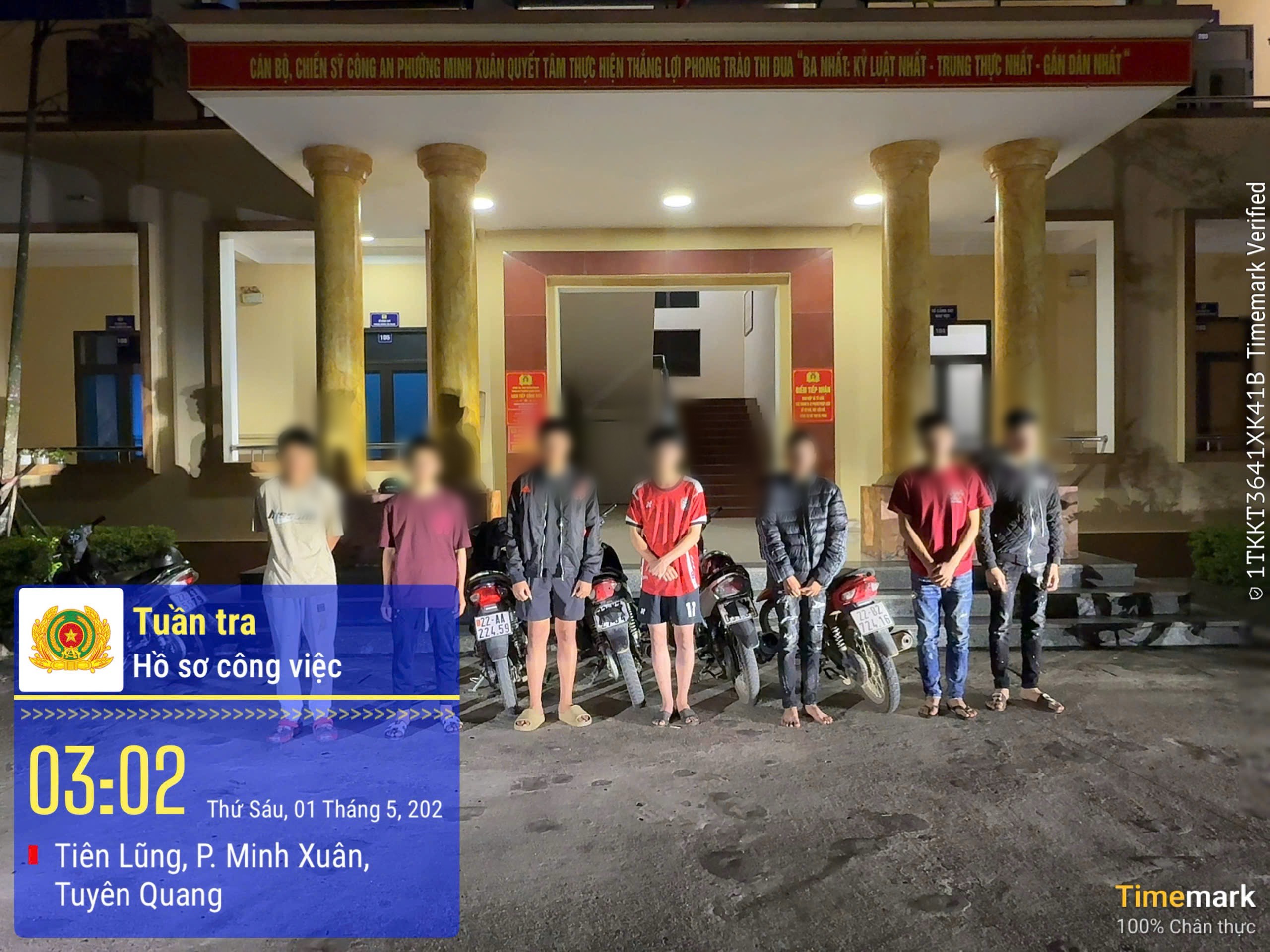CÔNG AN PHƯỜNG MINH XUÂN TUẦN TRA XUYÊN ĐÊM GIỮ BÌNH YÊN DỊP LỄ 30/4-1/5