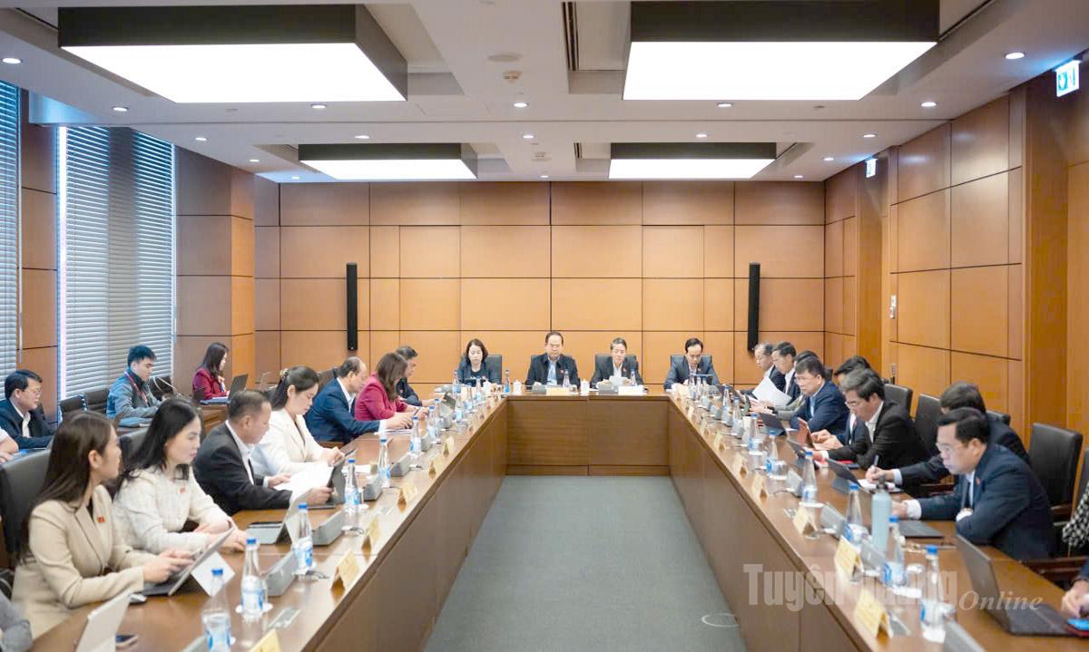 Đại biểu Quốc hội tỉnh thảo luận tại tổ về Dự thảo nghị quyết của Quốc hội