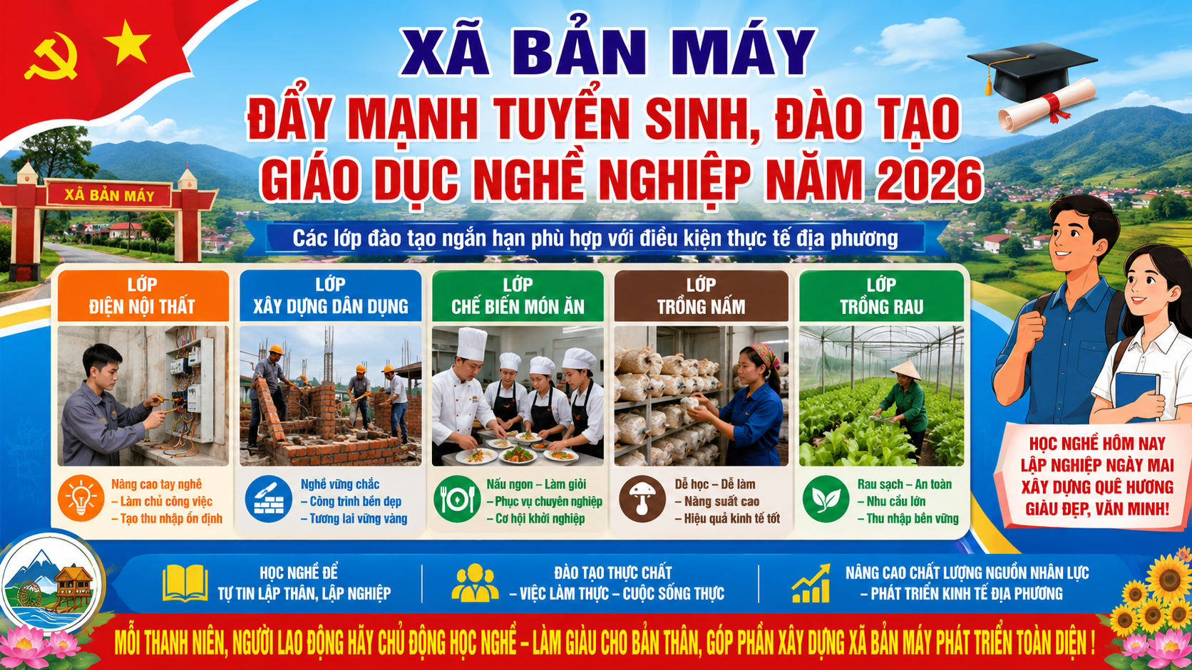 XÃ BẢN MÁY ĐẨY MẠNH TUYỂN SINH, ĐÀO TẠO GIÁO DỤC NGHỀ NGHIỆP NĂM 2026