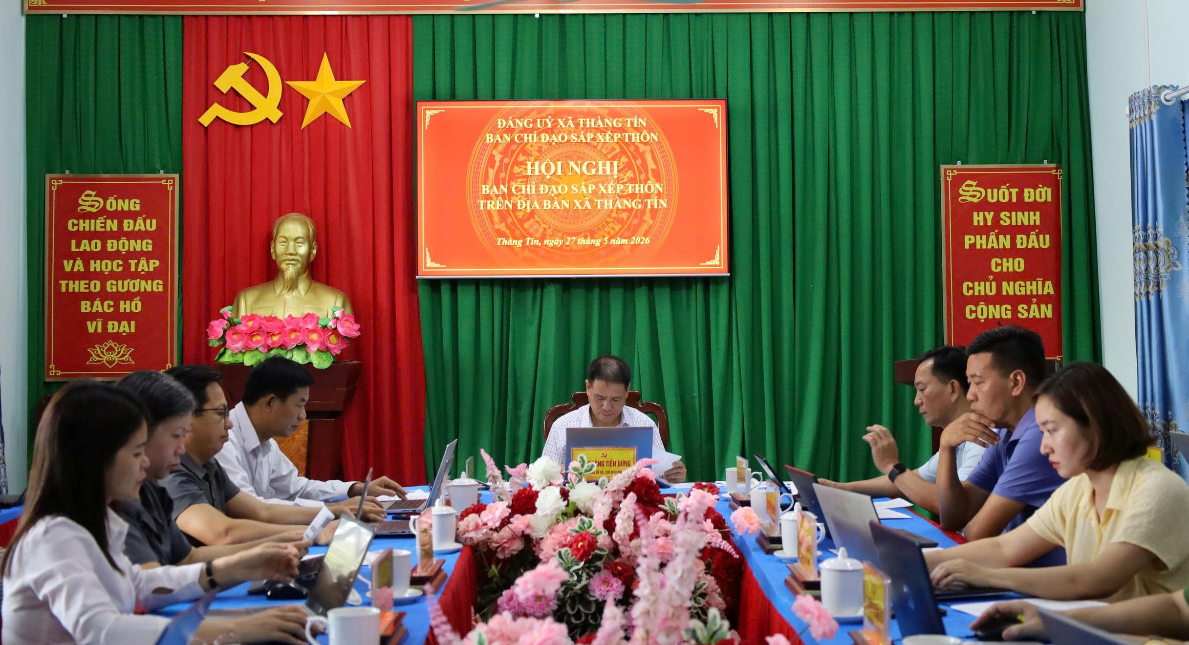 Xã Thàng Tín tổ chức Hội nghị Ban Chỉ đạo sắp xếp thôn trên địa bàn xã và Hội nghị Ban Thường vụ Đảng ủy tháng 5 năm 2026 ( Chuyên đề )
