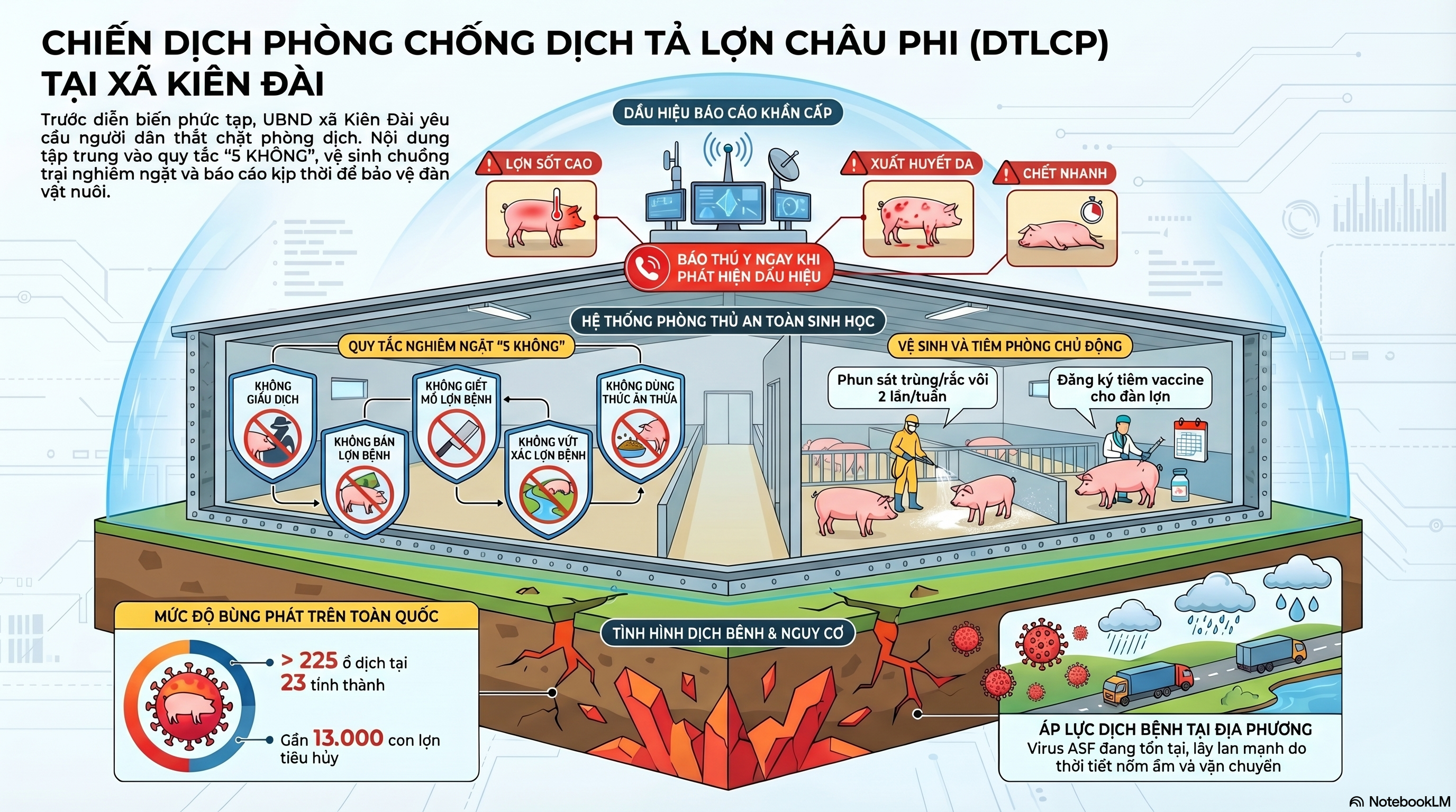 Kiên Đài siết chặt các biện pháp phòng chống dịch tả lợn châu phi